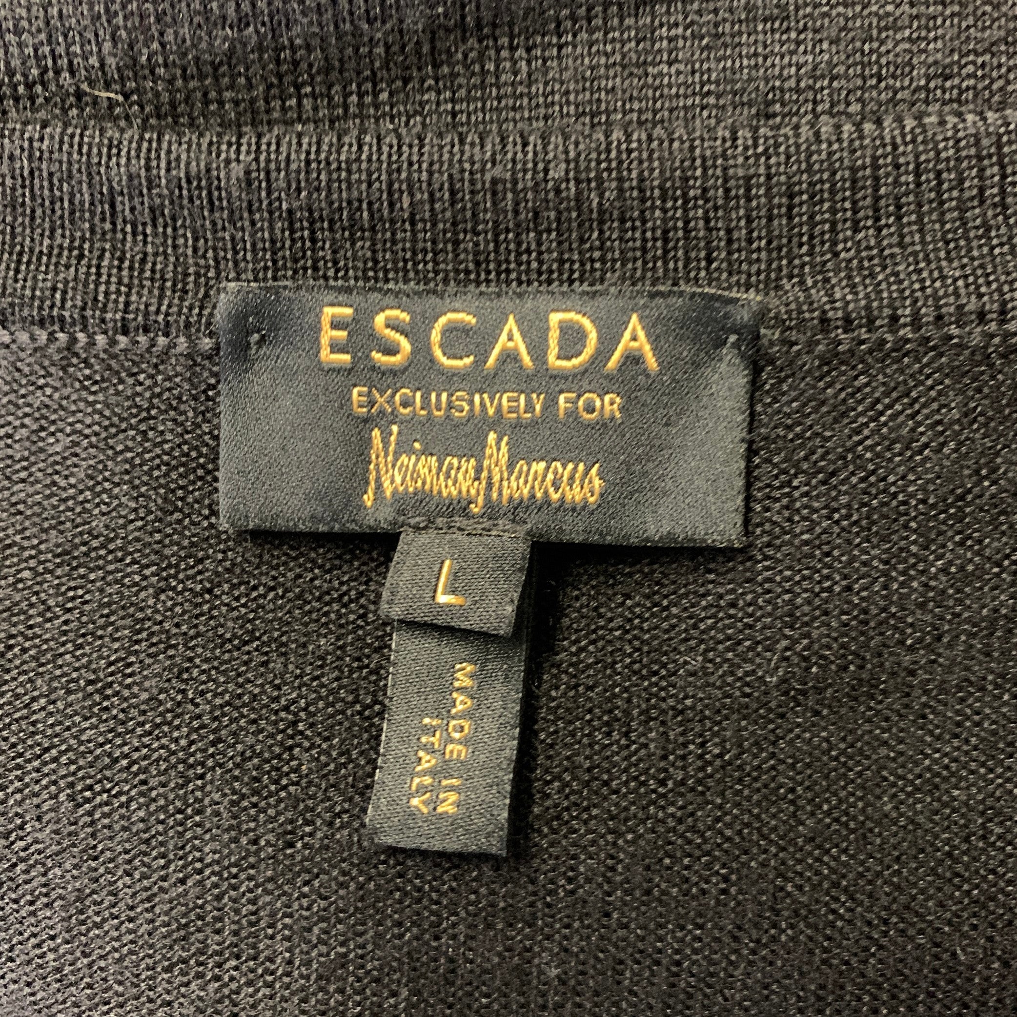 ESCADA Size L Black Wool Silk Cardigan - Image 5