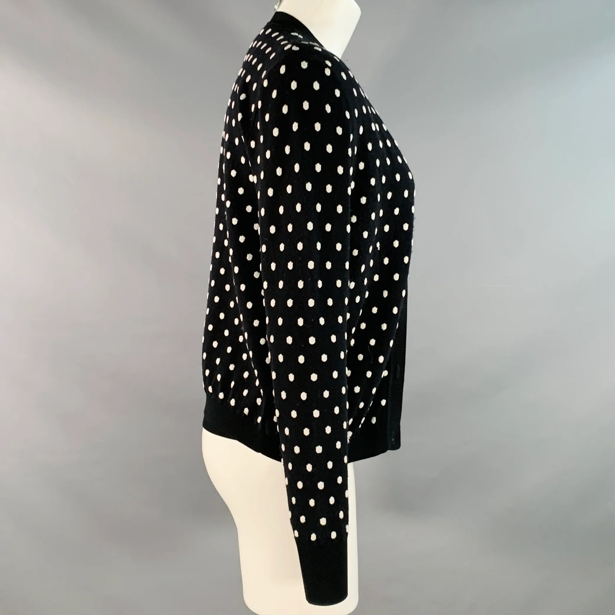 ESCADA Size M Black White Viscose Blend Polka Dot 2 Piece Cardigan Set - Image 2