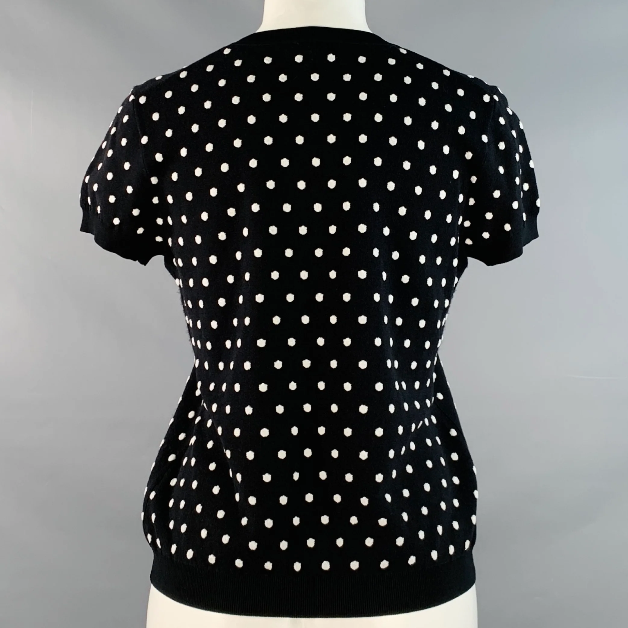 ESCADA Size M Black White Viscose Blend Polka Dot 2 Piece Cardigan Set - Image 5