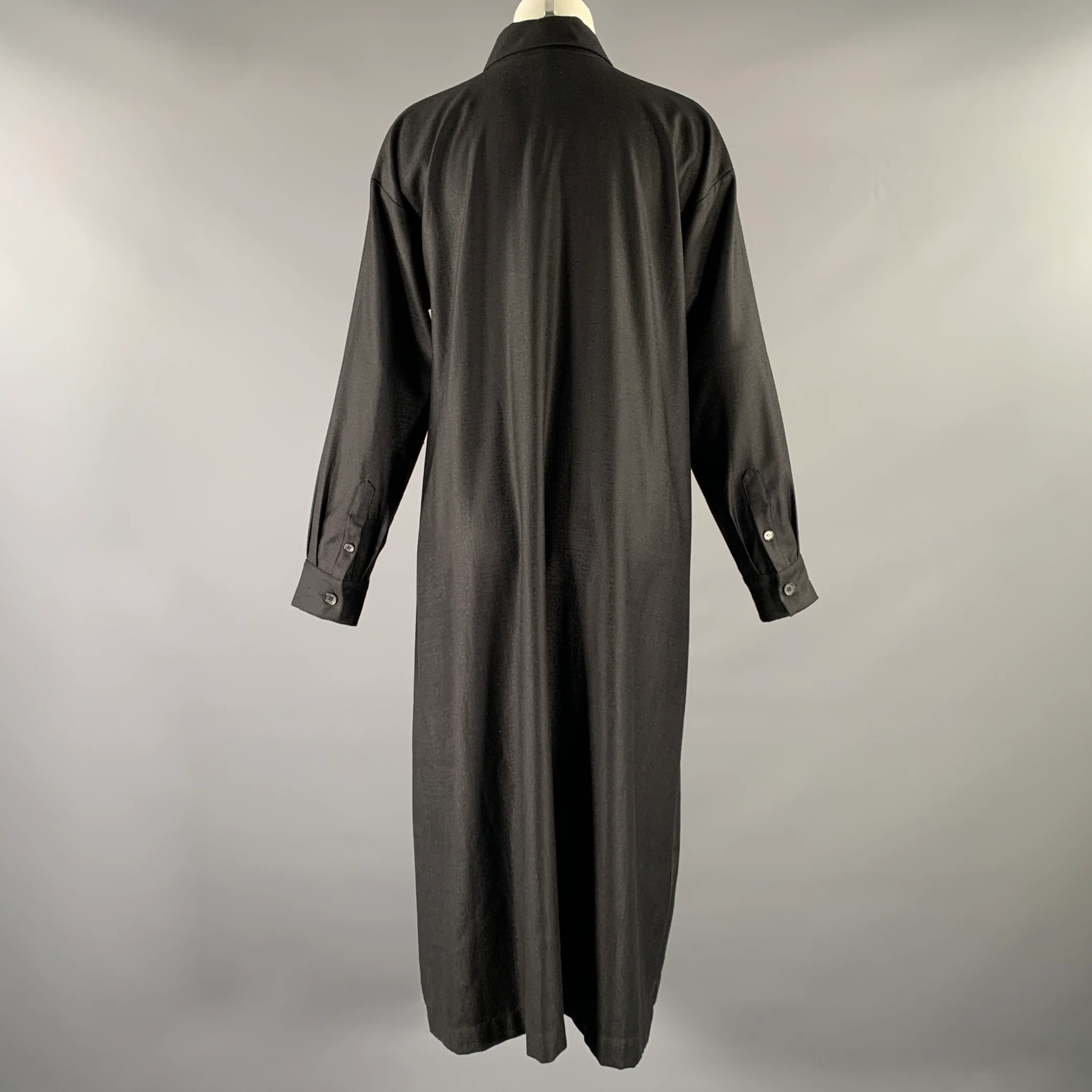ESKANDAR Size 0 Black Wool Blend Long Dress - Image 3