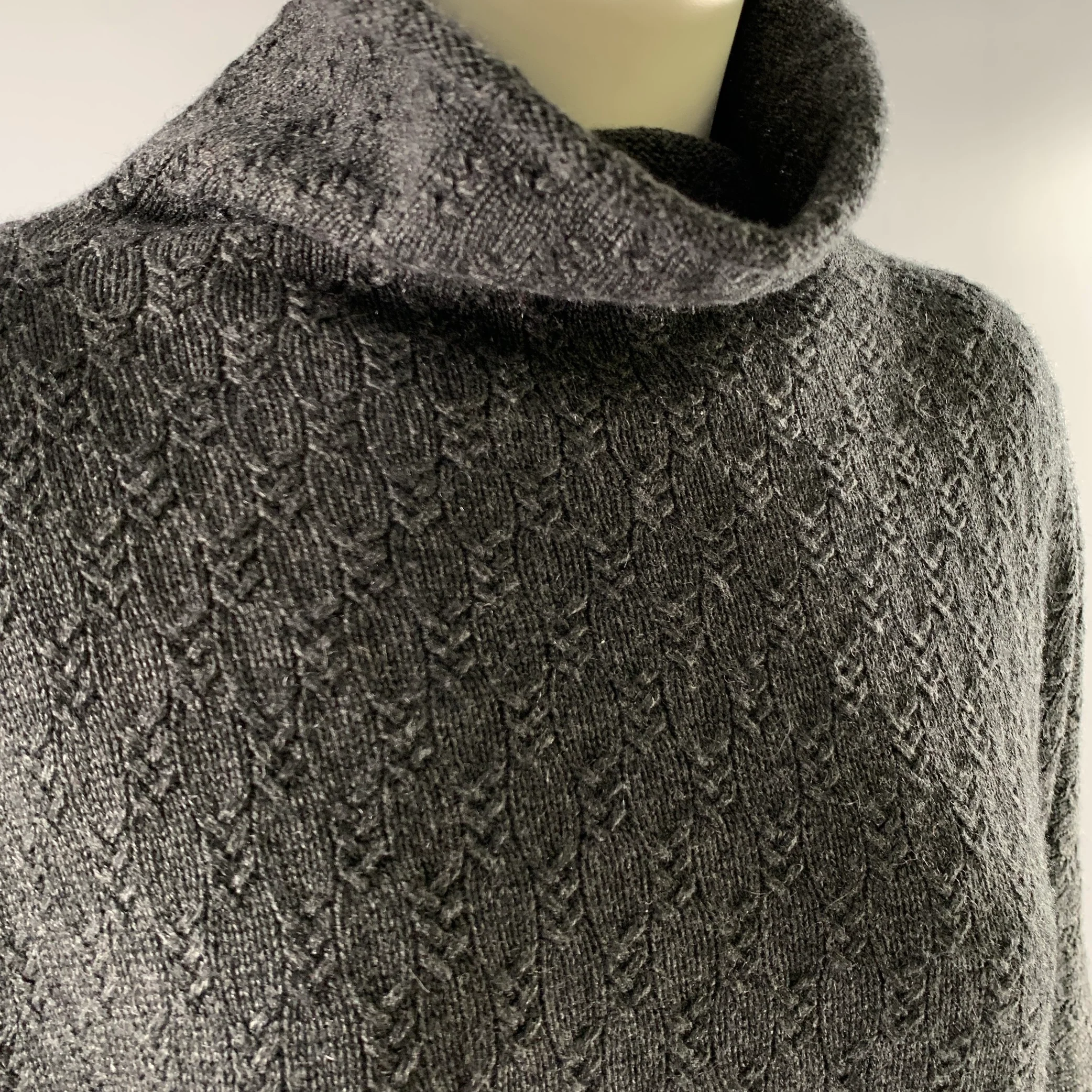ESKANDAR Size M Grey Silk Cashmere Oversized Turtleneck Sweater - Image 2