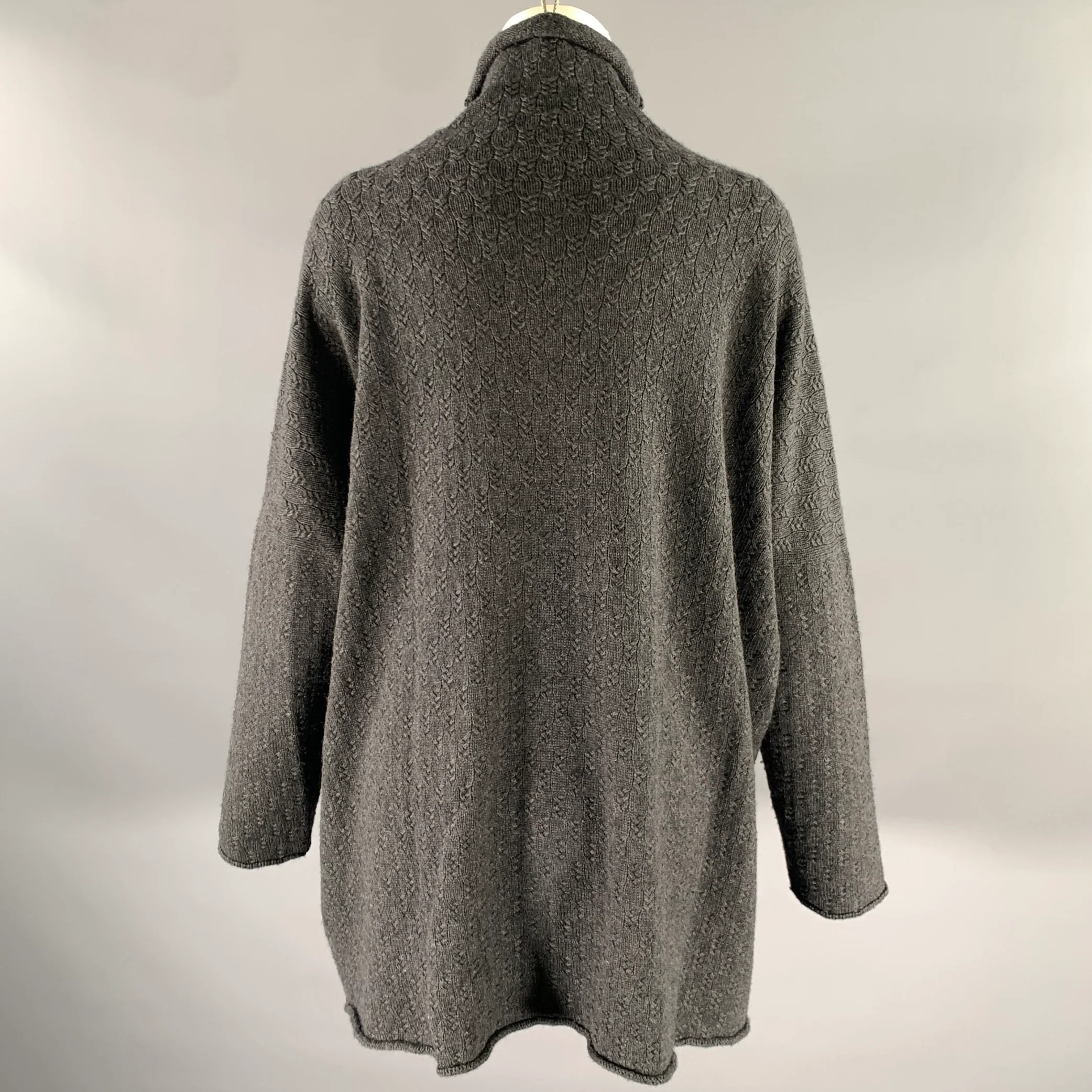 ESKANDAR Size M Grey Silk Cashmere Oversized Turtleneck Sweater - Image 4