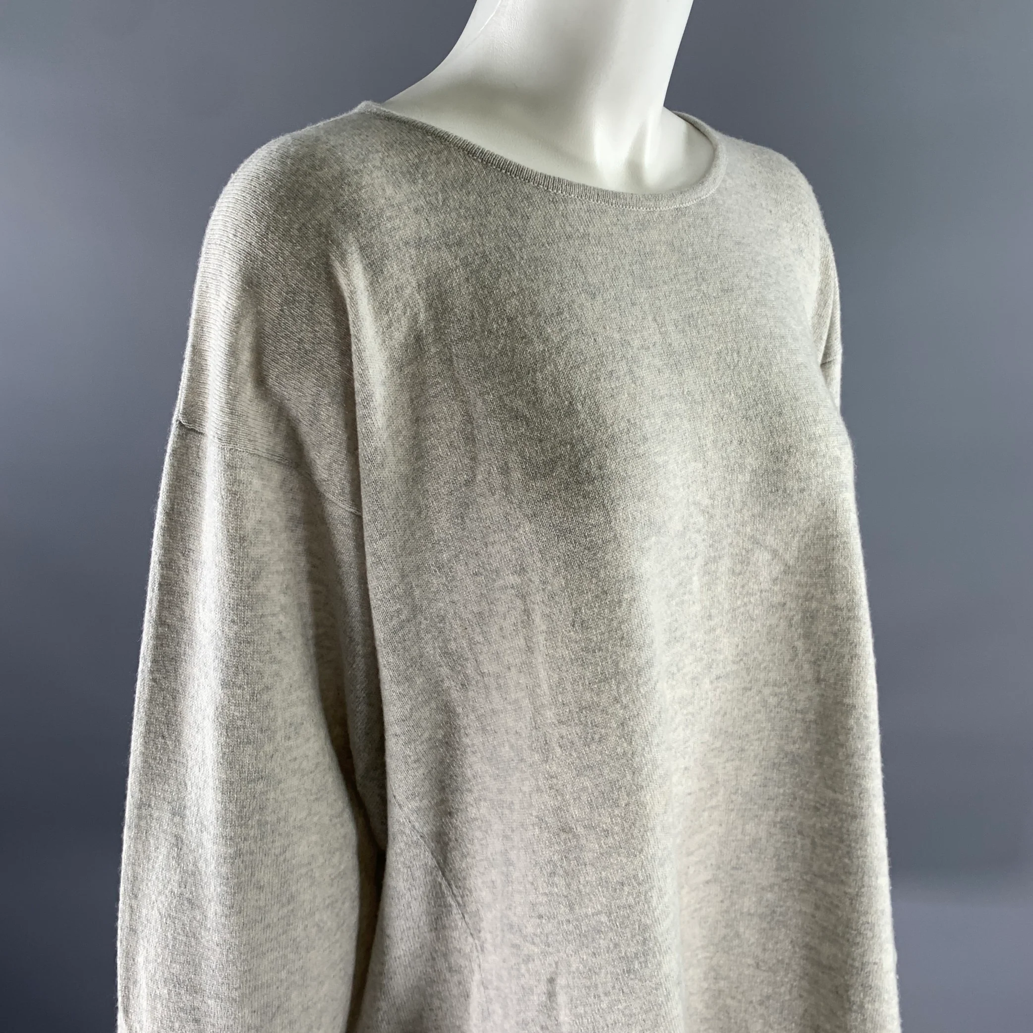 ESKANDAR Size M Light Grey Cashmere Sweater - Image 2
