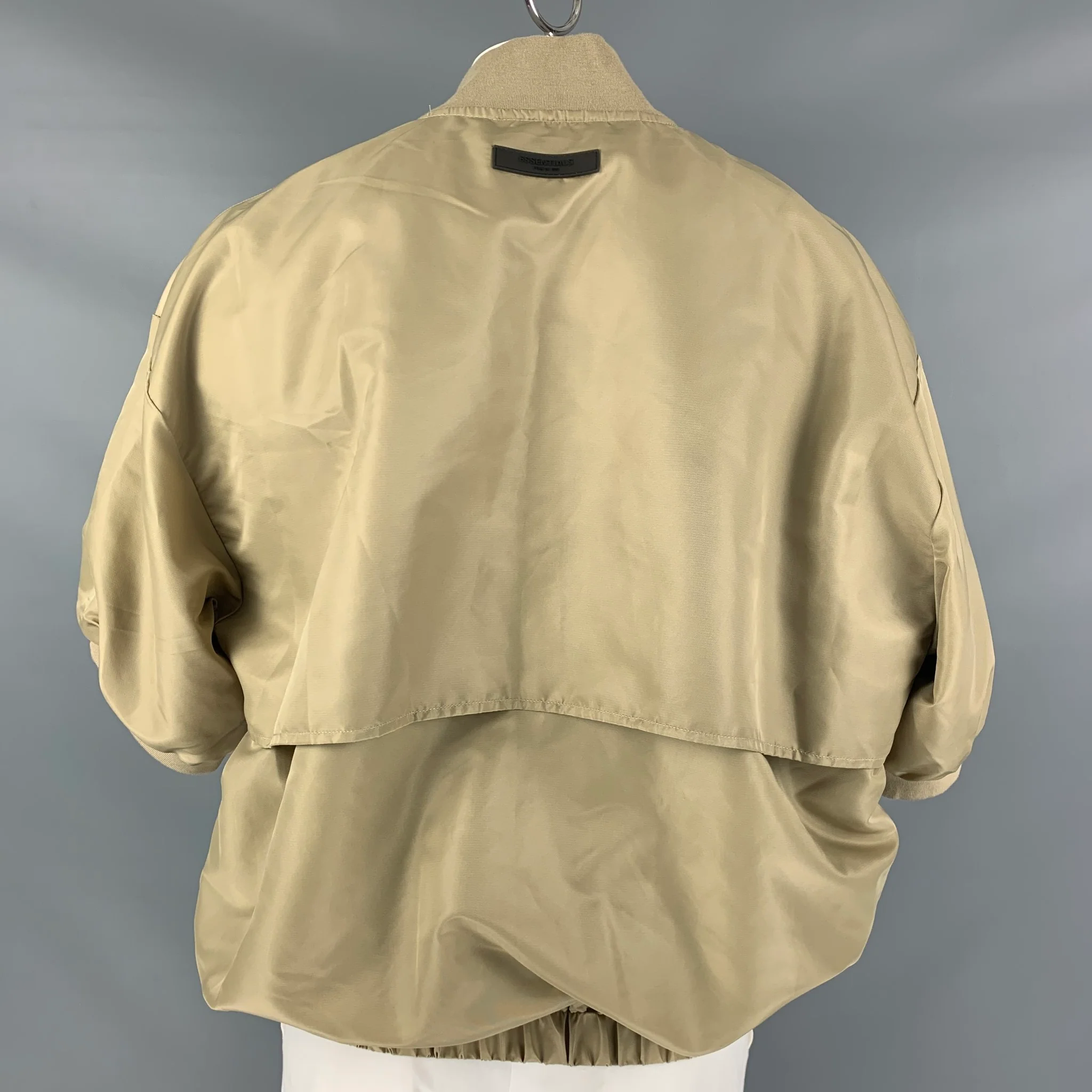 ESSENTIALS Size L Khaki Nylon 3/4 Sleeves Jacket - Image 3
