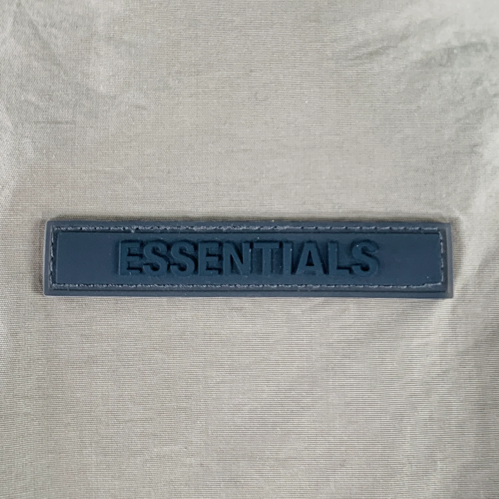 ESSENTIALS Size L Tan Cotton Nylon Logo Half Zip Jacket - Image 5