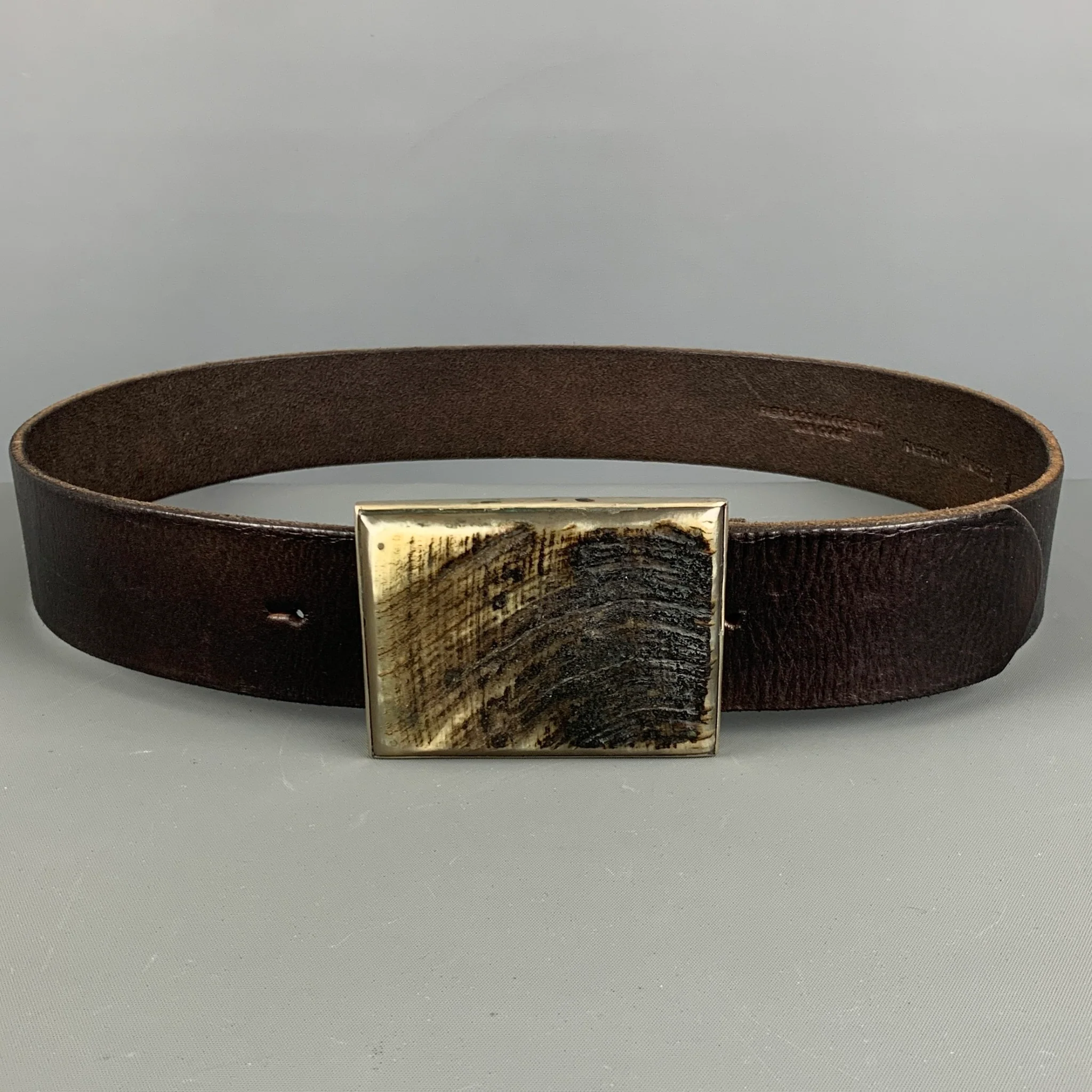 ETIQUETA NEGRA Size 36 Brown Solid Leather Belt