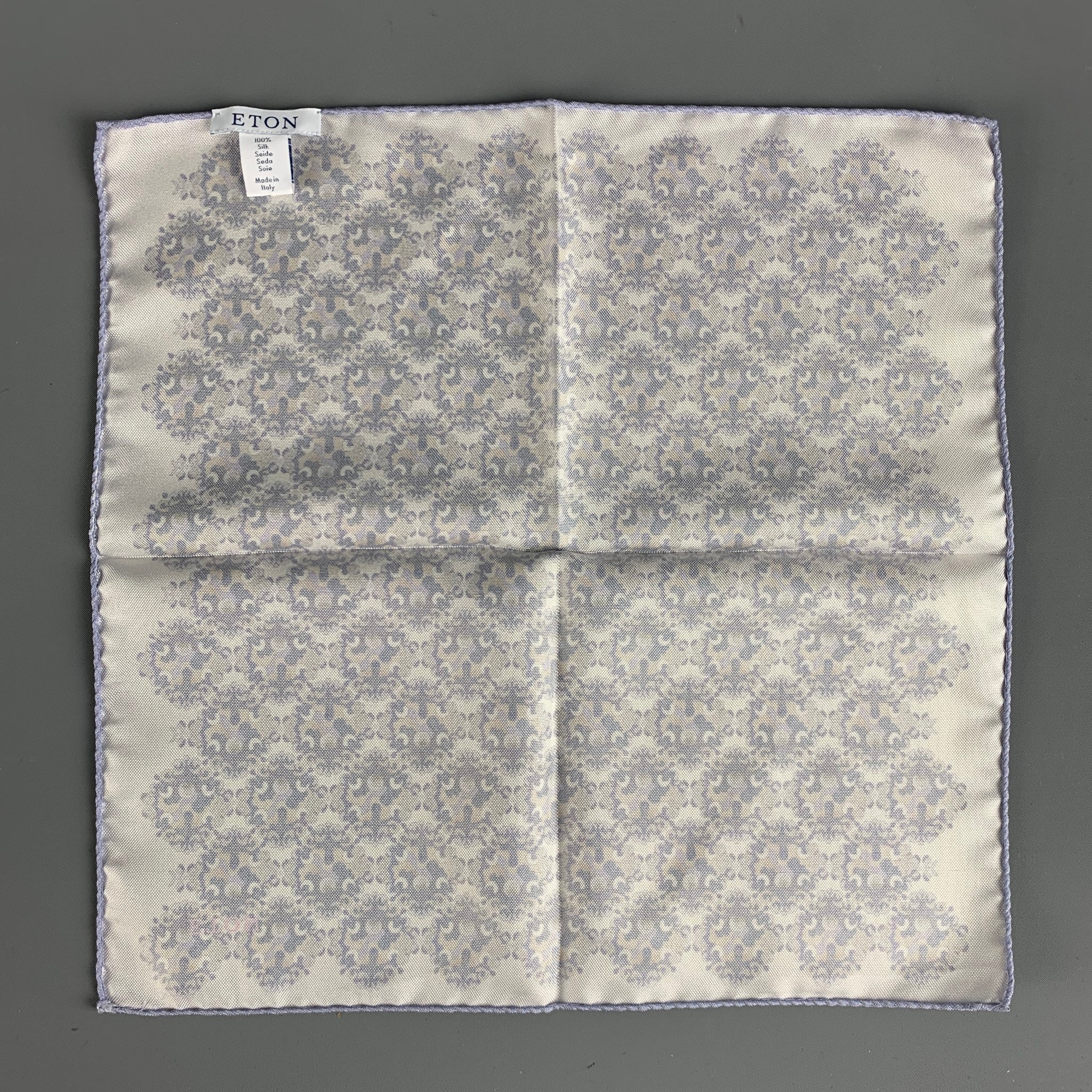 ETON Navy Lilac Abstract Silk Pocket Square - Image 3