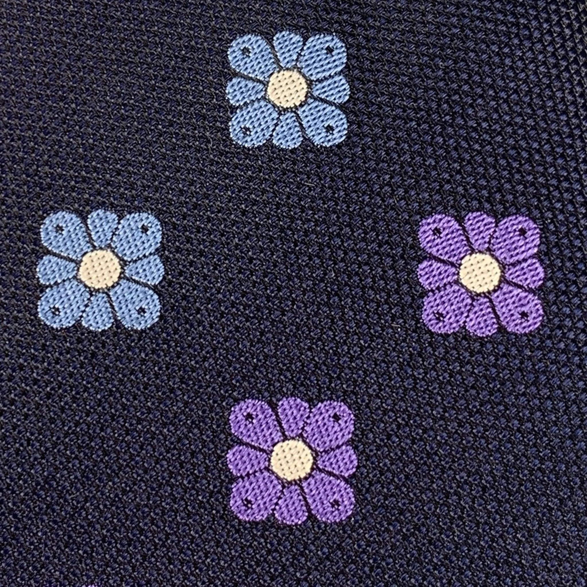 ETON Navy Purple Abstract Floral Silk Tie - Image 3