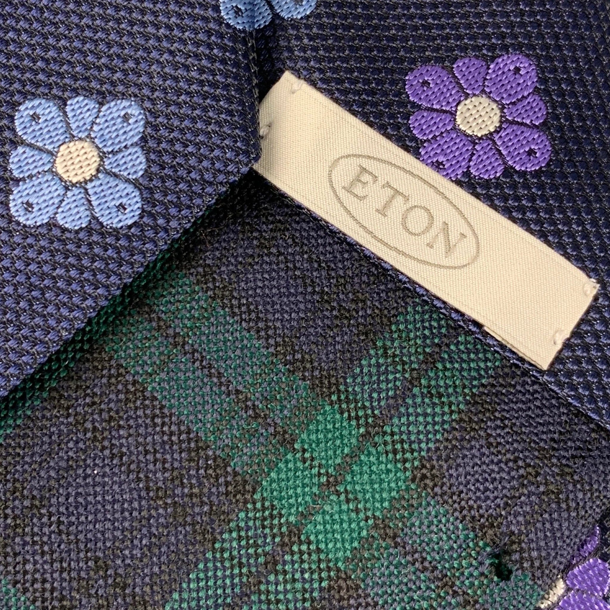 ETON Navy Purple Abstract Floral Silk Tie - Image 4