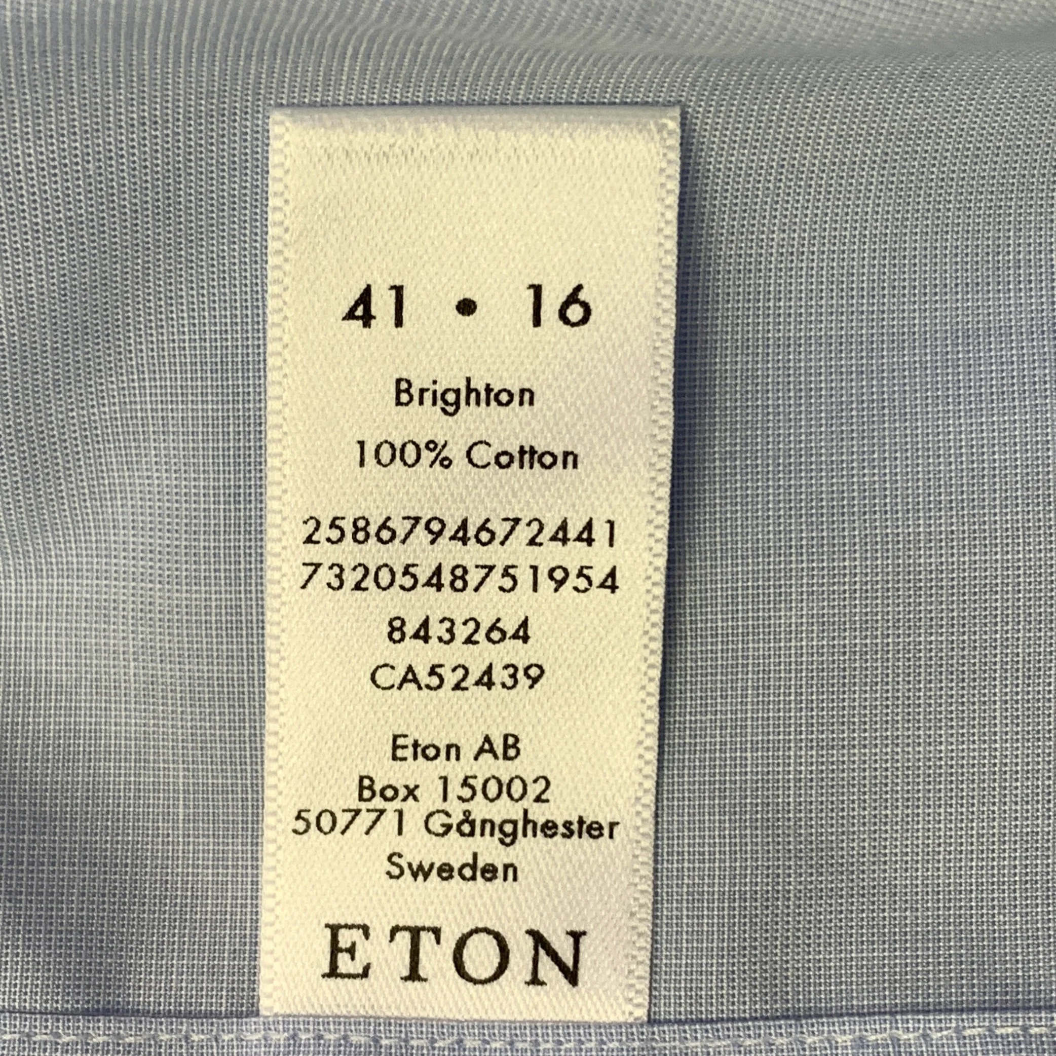 ETON Size M Blue Cotton Curved Cutaway Long Sleeve Shirt - Image 8