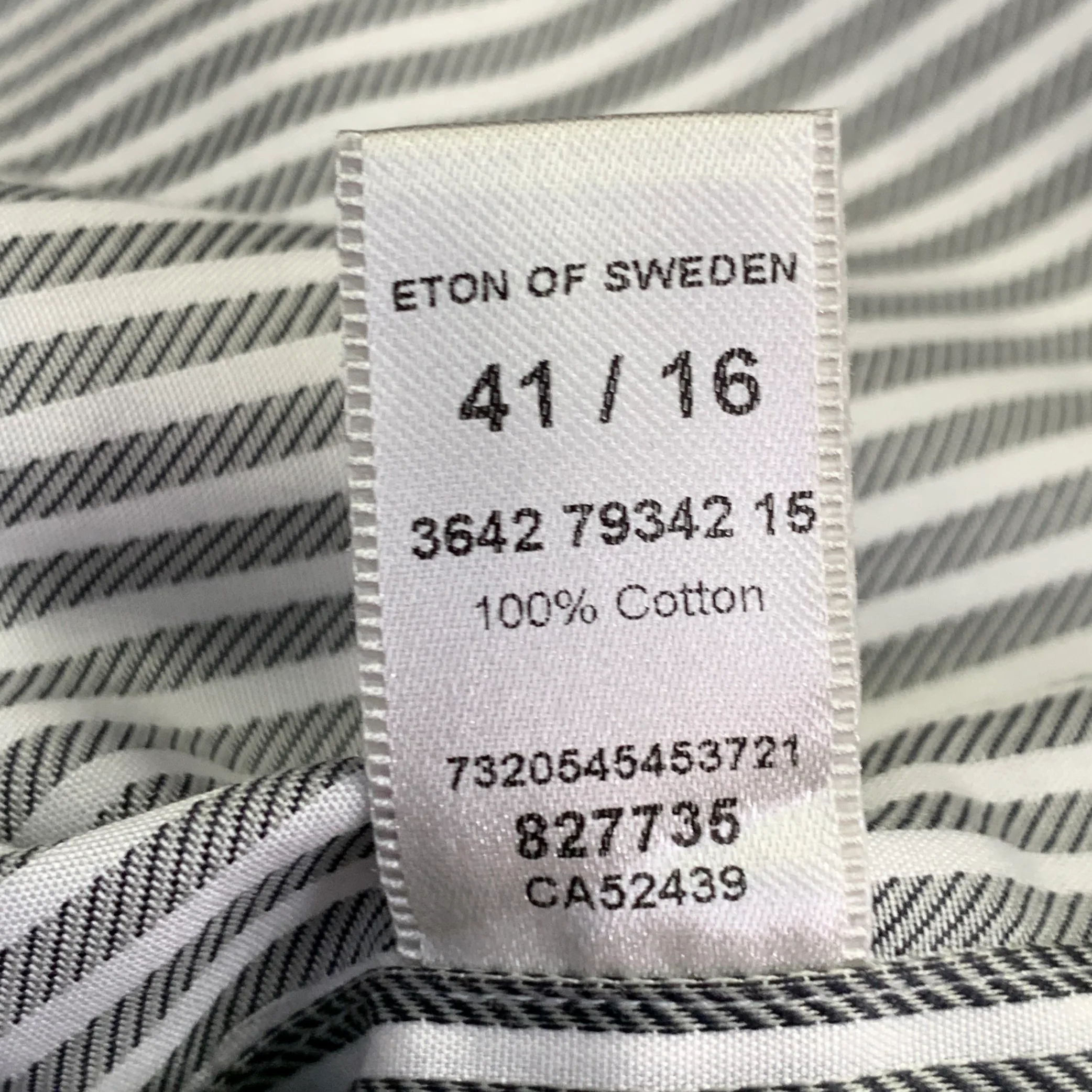 ETON Size M Grey White Stripe Cotton Curved Cutaway Long Sleeve Shirt - Image 9