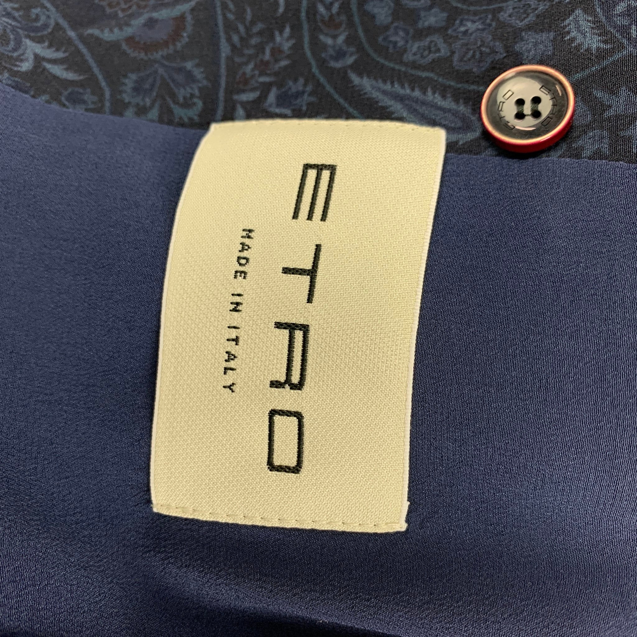 ETRO Chest Size 42 Navy Checkered Wool Blend Notch Lapel Sport Coat - Image 5