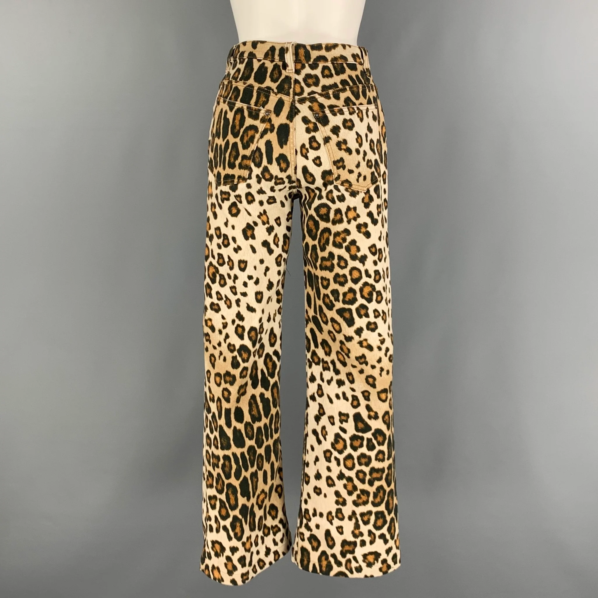 ETRO Size 25 Beige Brown Cotton Elastane Animal Print Jean Cut Casual Pants - Image 3