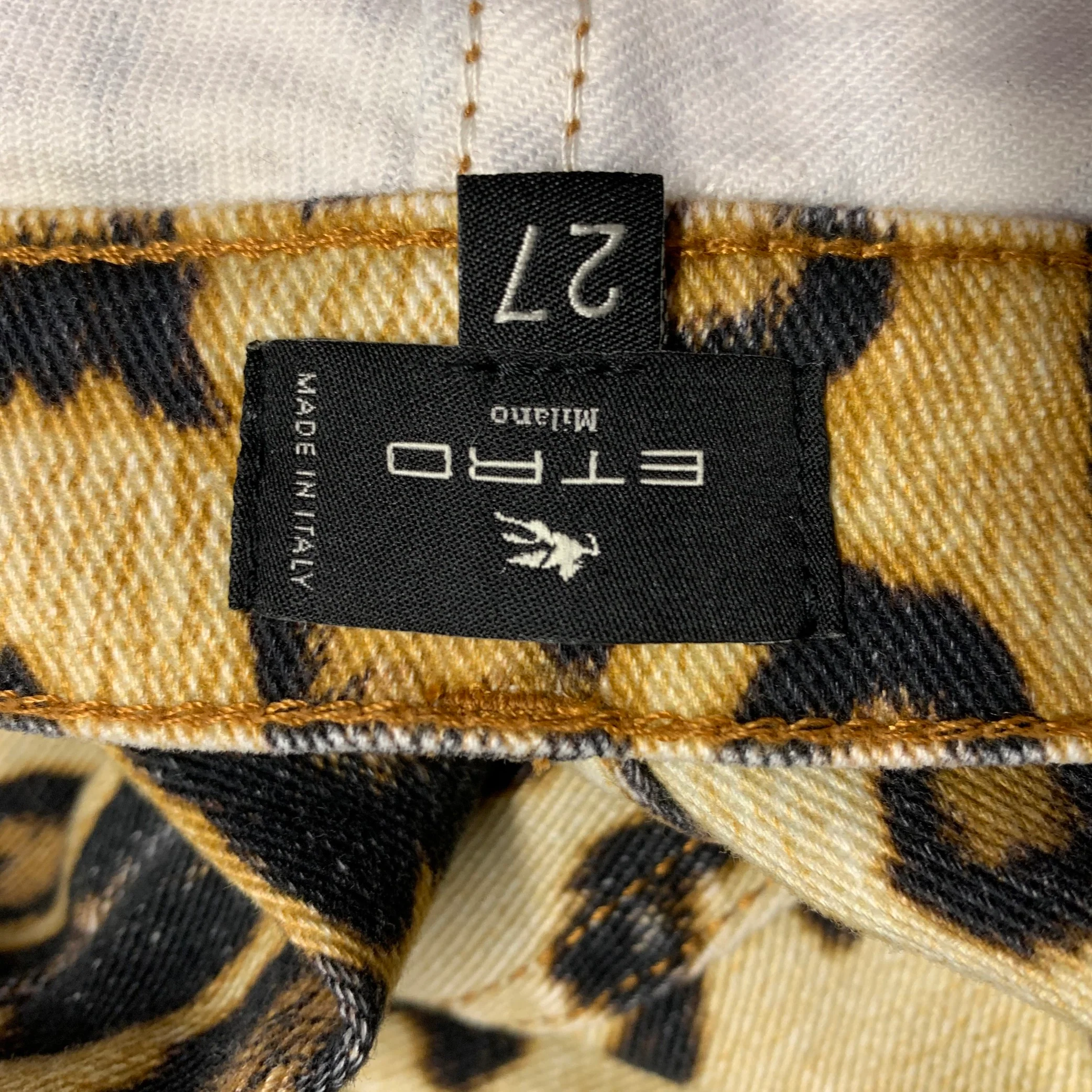 ETRO Size 27 Tan Black Cotton / Elastane Leopard Zip Fly Jeans - Image 7