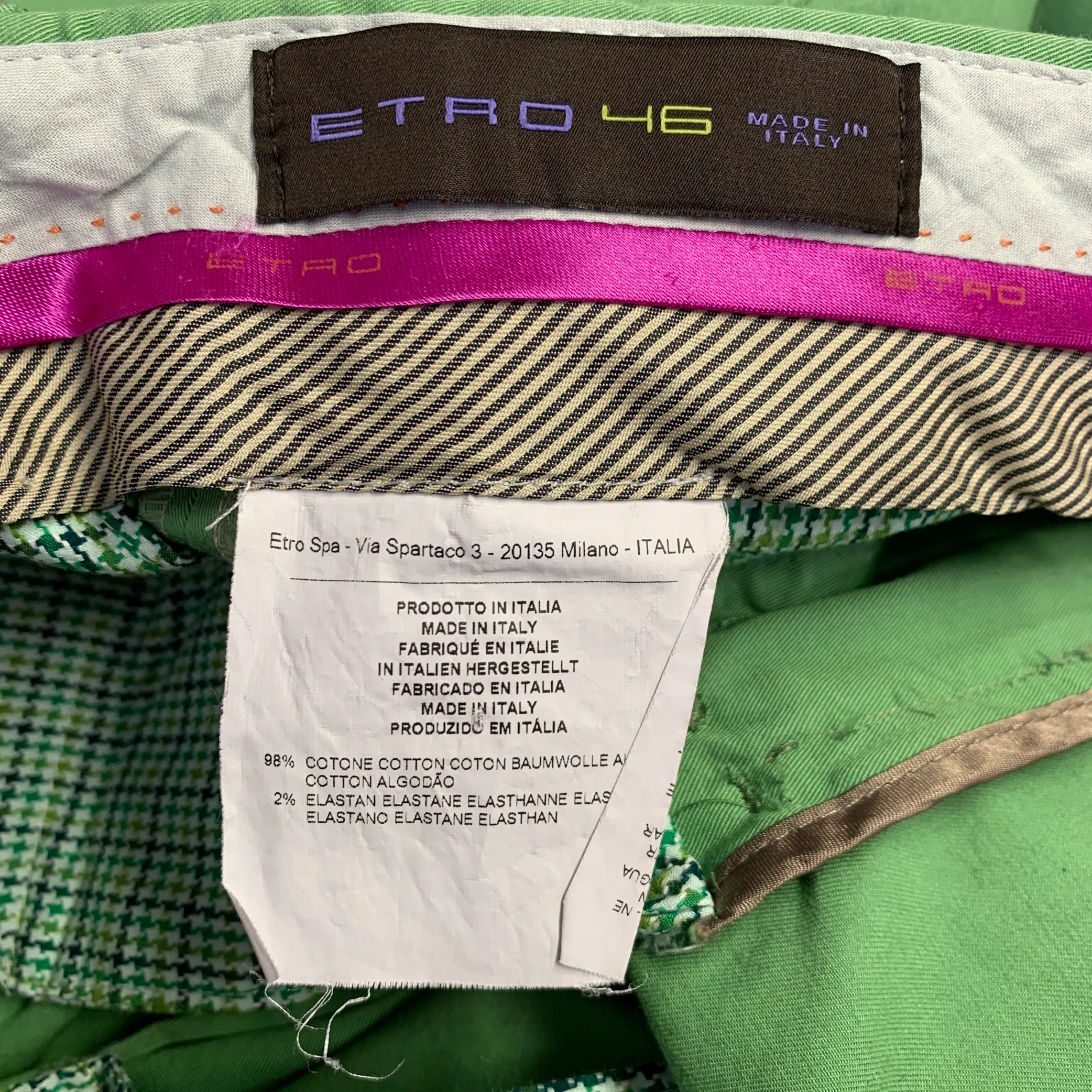 ETRO Size 30 Green Cotton Blend Zip Fly Dress Pants - Image 8