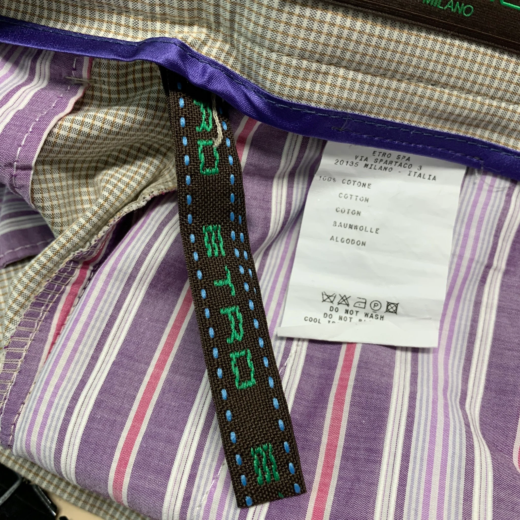 ETRO Size 32 Khaki Window Pane Cotton Shorts - Image 7