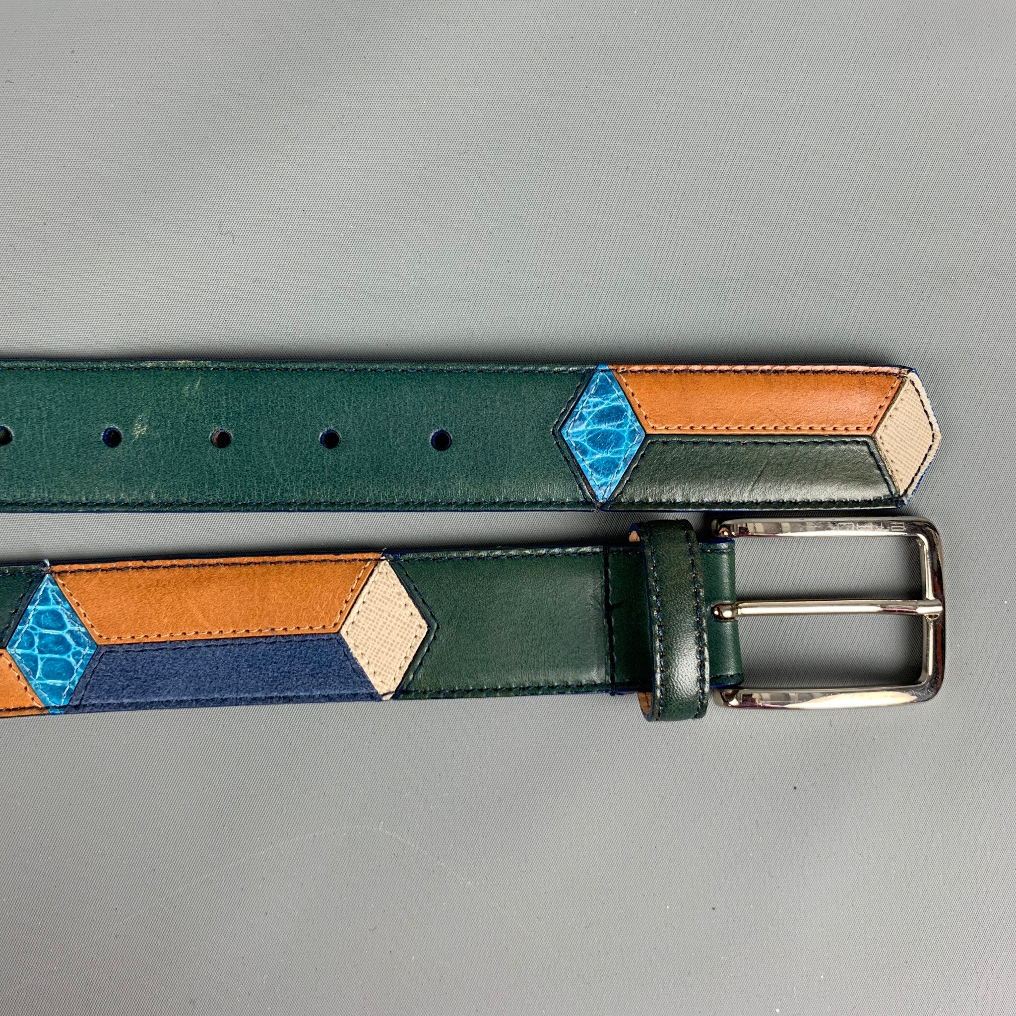 ETRO Size 36 Beige Multi-Color Woven Leather Belt - Image 6