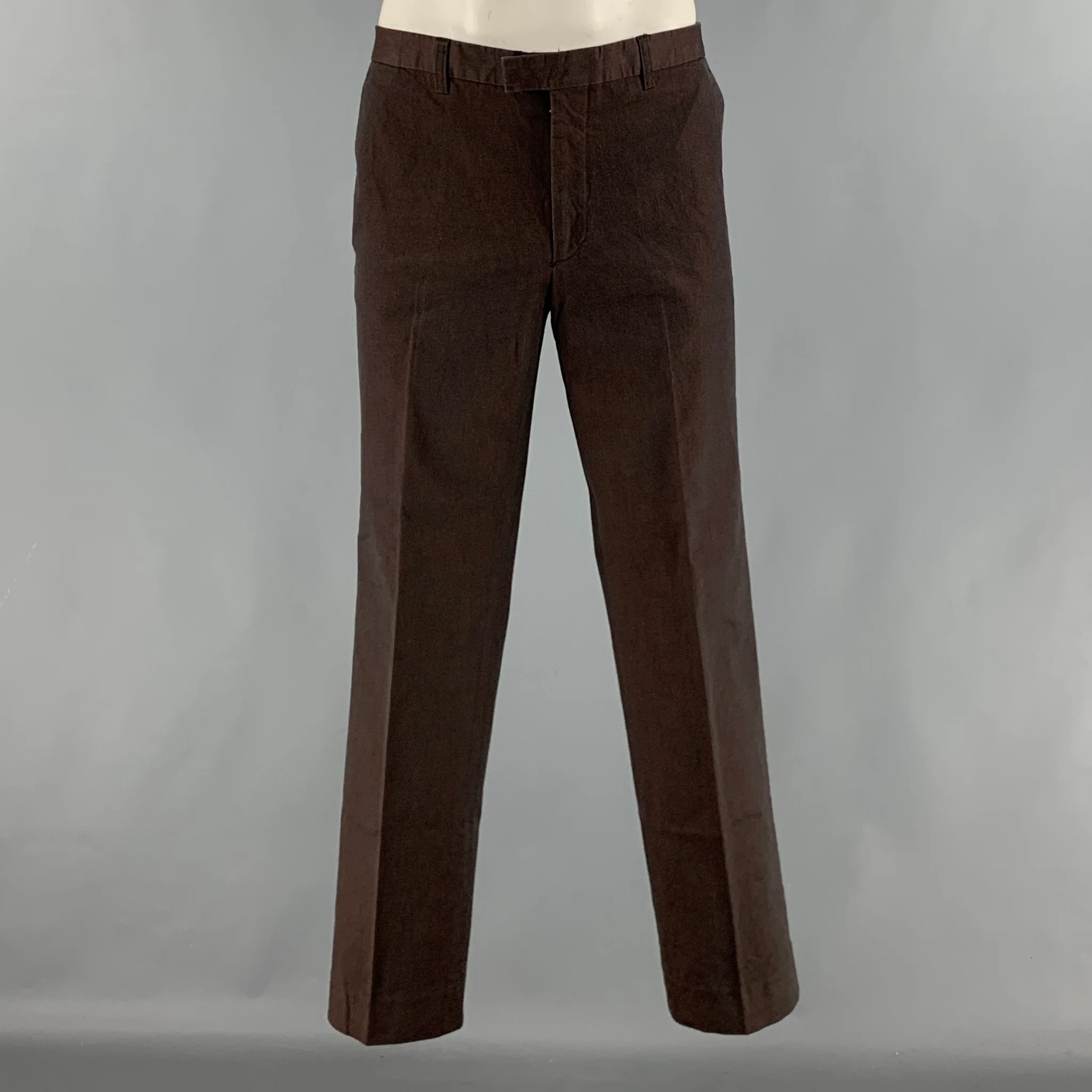 ETRO Size 36 Brown Cotton Blend Zip Up Dress Pants