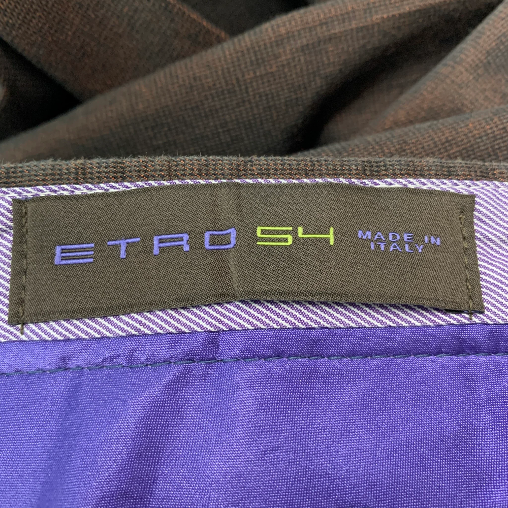 ETRO Size 36 Brown Cotton Blend Zip Up Dress Pants - Image 4