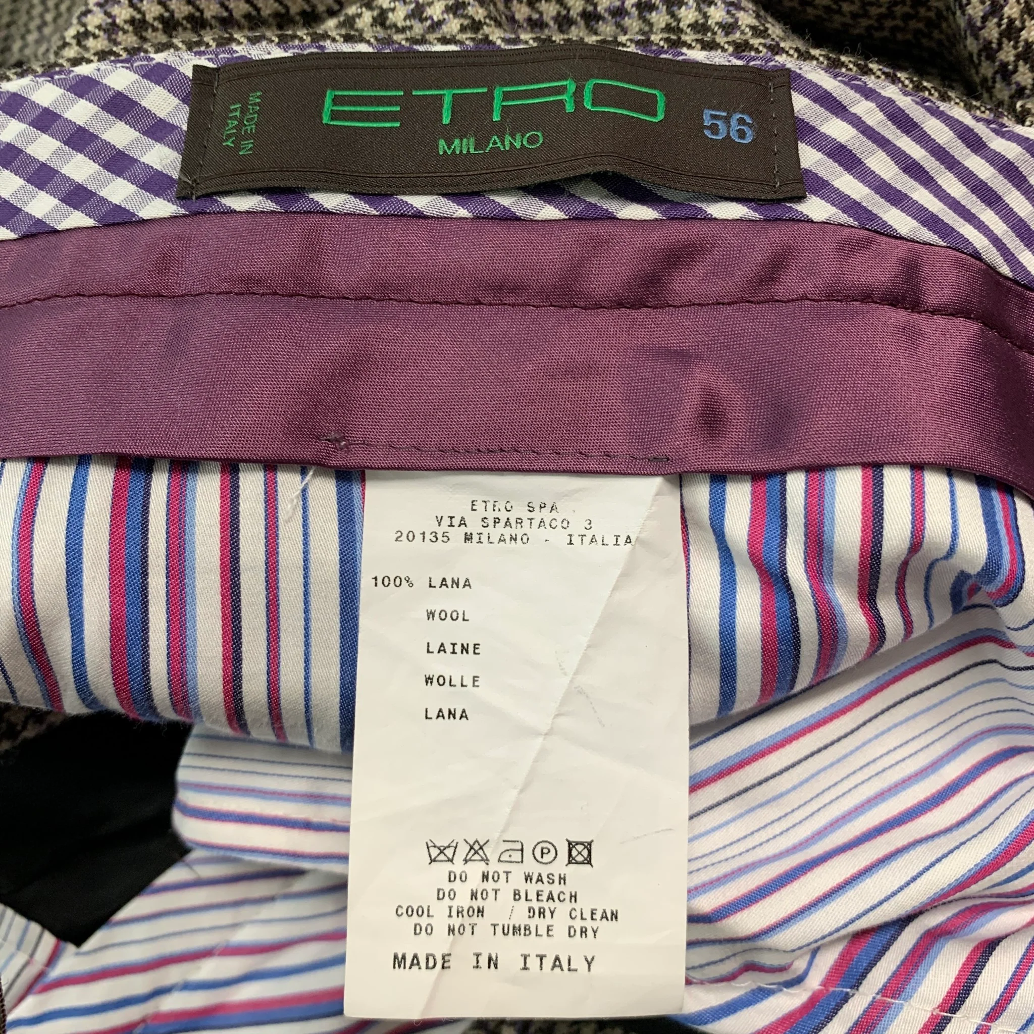 ETRO Size 36 Brown Oatmeal Houndstooth Wool Zip Fly Dress Pants - Image 5