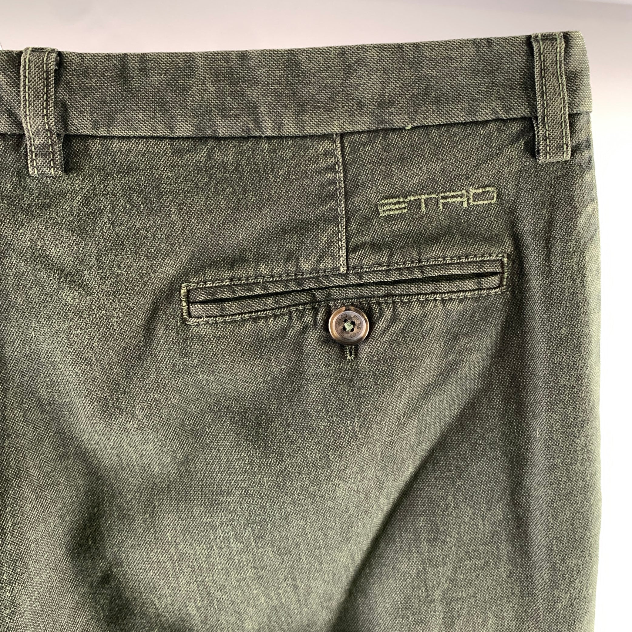 ETRO Size 36 Forest Green Cotton Blend Zip Fly Casual Pants - Image 2