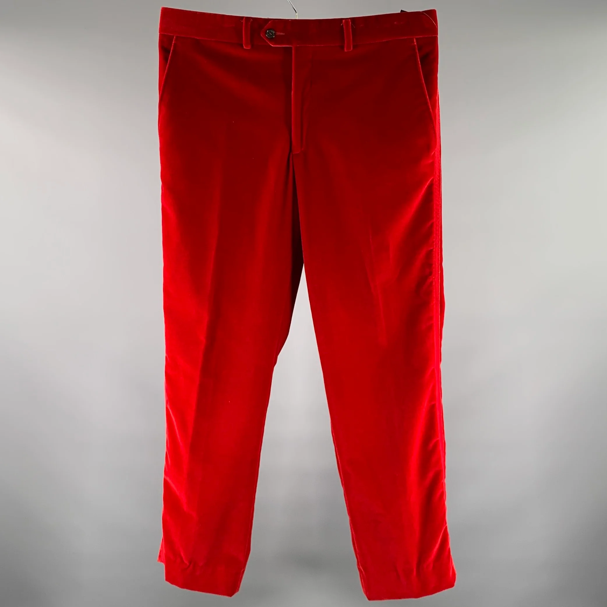 ETRO Size 36 Red Velvet Tuxedo Dress Pants