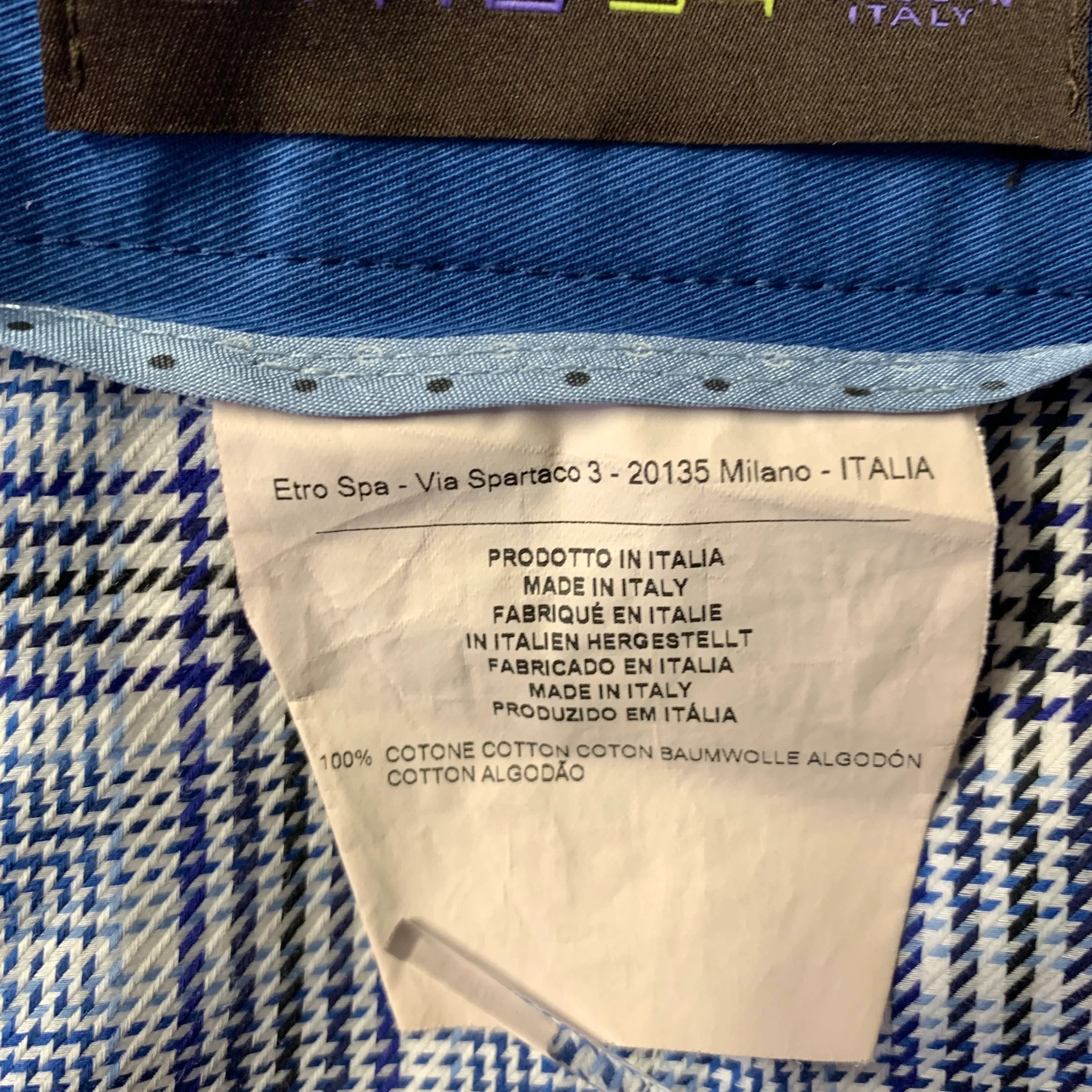 ETRO Size 38 Blue Twill Cotton Flat Front Casual Pants - Image 5