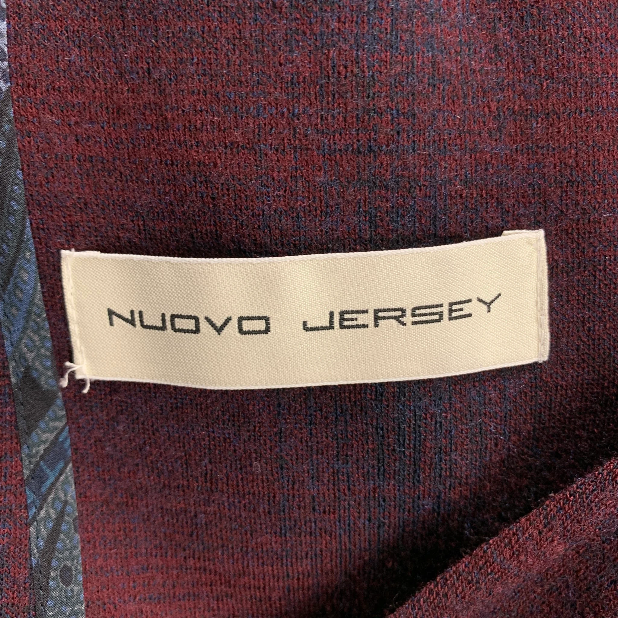 ETRO Size 38 Burgundy Navy Plaid Wool Single Breasted Nuovo Jersey Sport Coat - Image 8