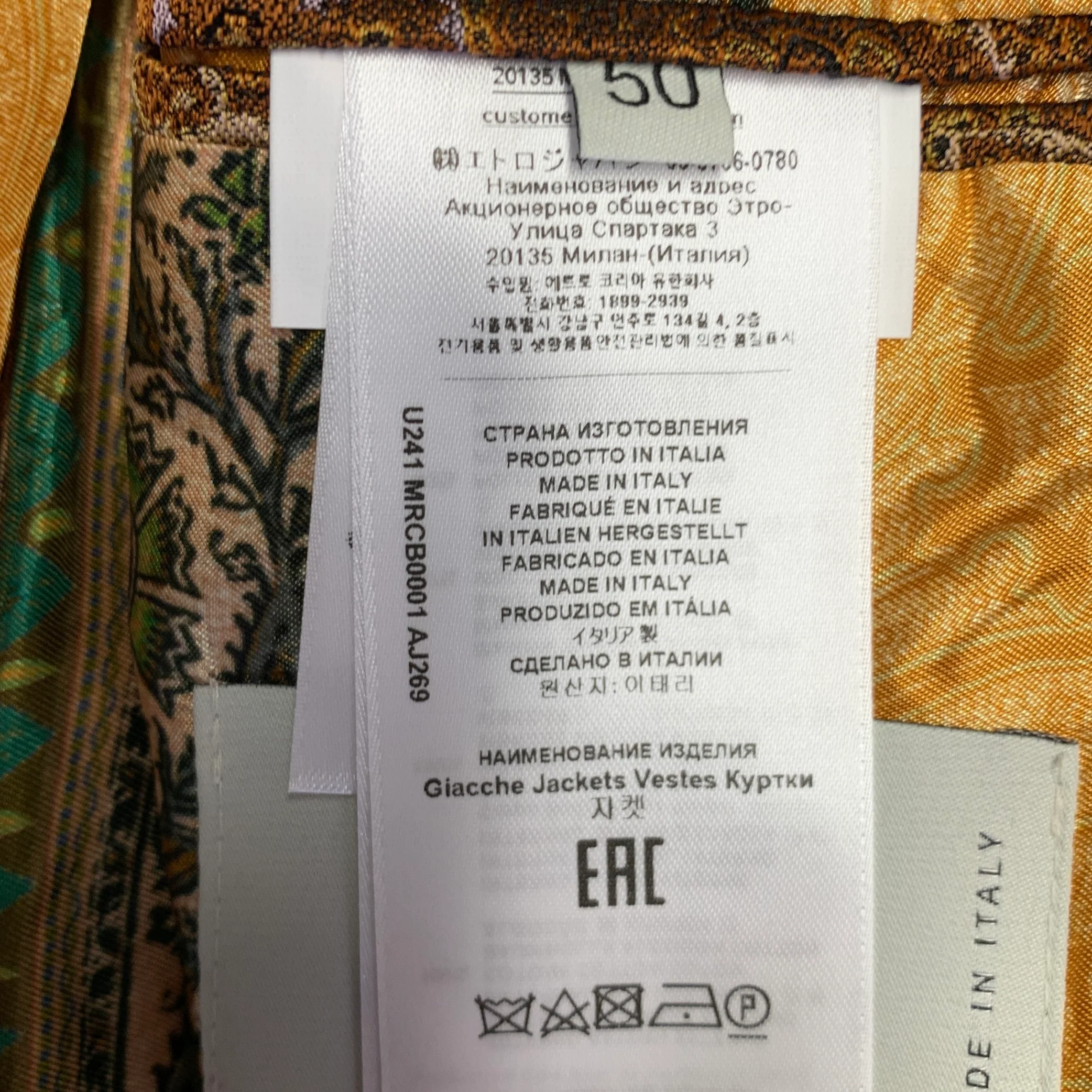 ETRO Size 40 Gold Grey Woven Cotton Notch Lapel Sport Coat - Image 6