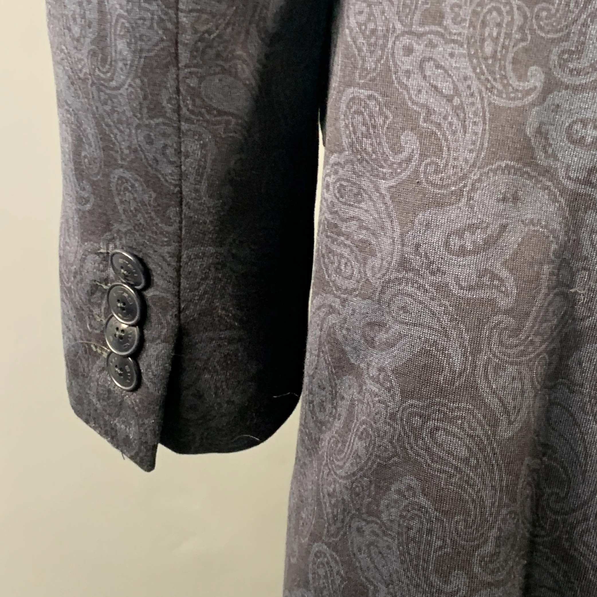ETRO Size 50 Navy Paisley Cotton Blend Slim Fit Notch Lapel Sport Coat - Image 5