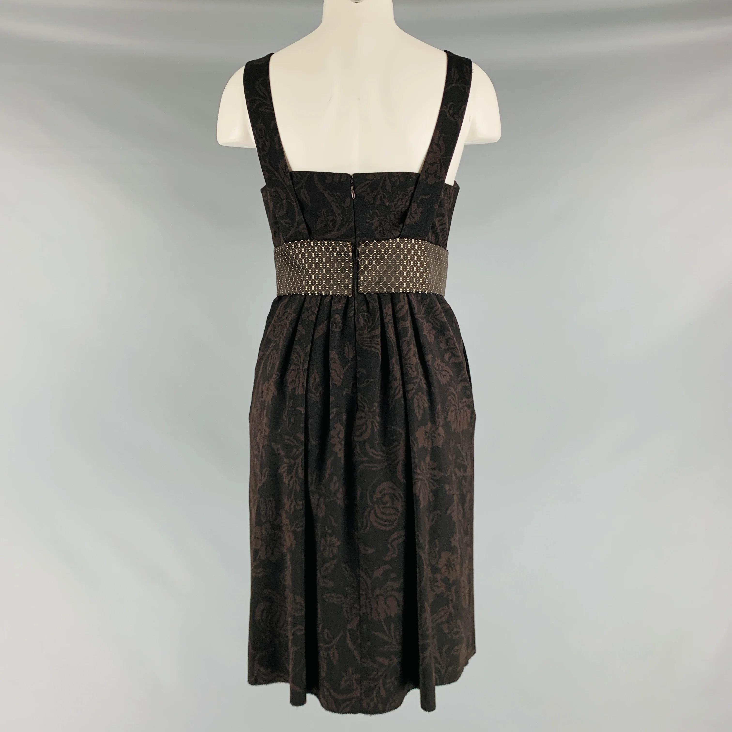 ETRO Size 6 Brown Pleated Sleeveless Dress - Image 4