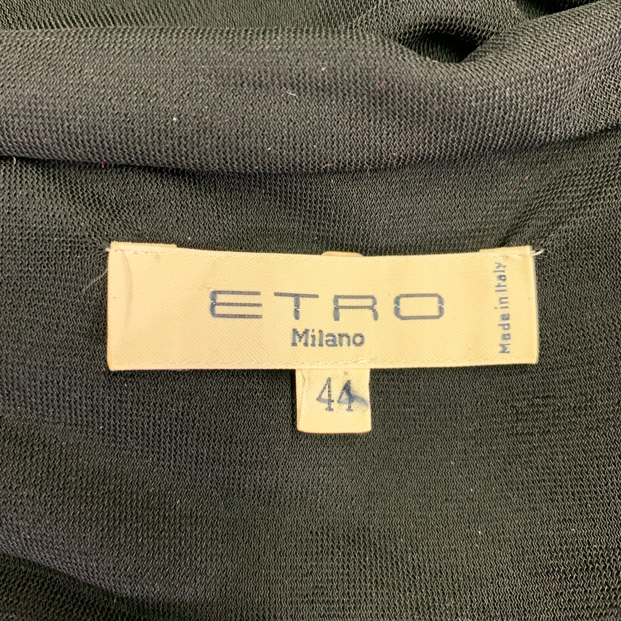 ETRO Size 8 Black Acetate Blend Ruched Dress Top - Image 4