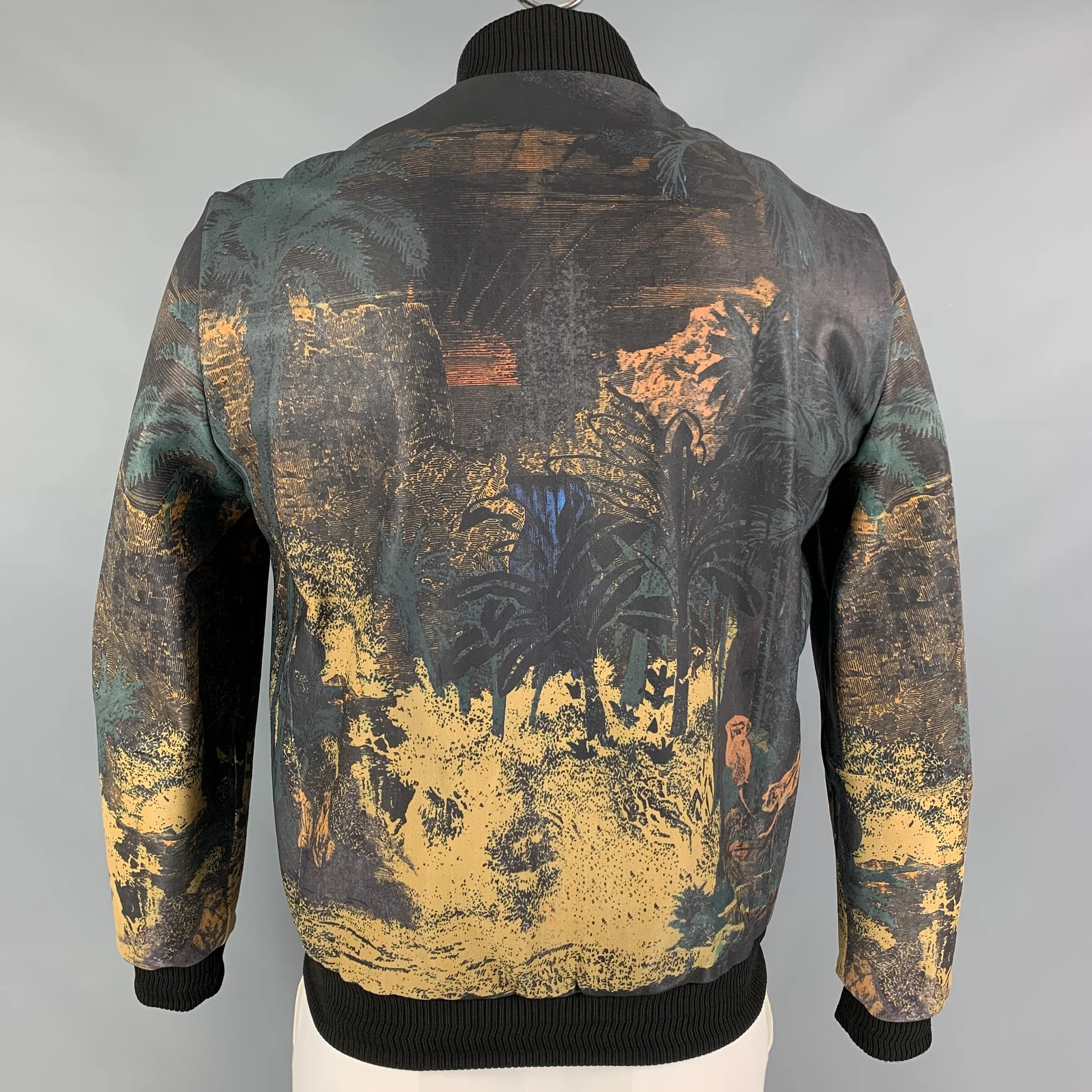 ETRO Size L Multi-Color Print Polyester Blend Bomber Jacket - Image 4