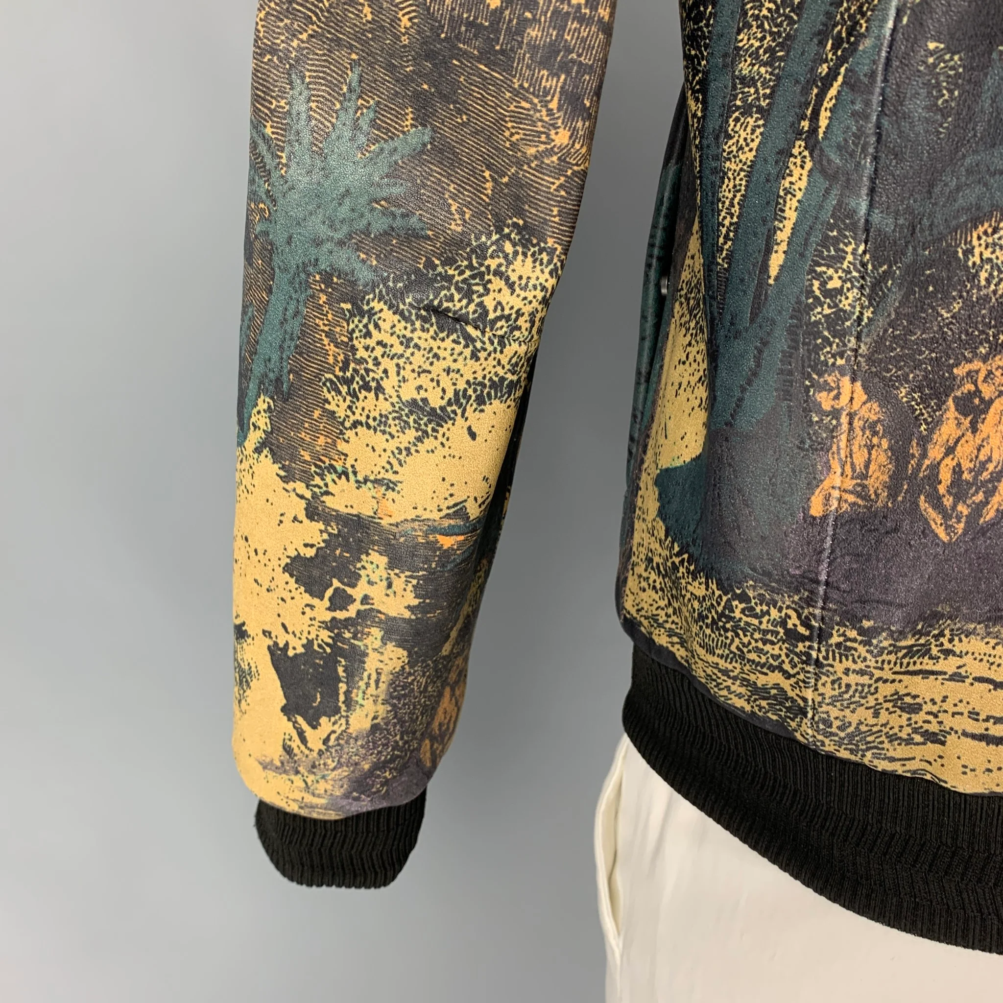 ETRO Size L Multi-Color Print Polyester Blend Bomber Jacket - Image 5