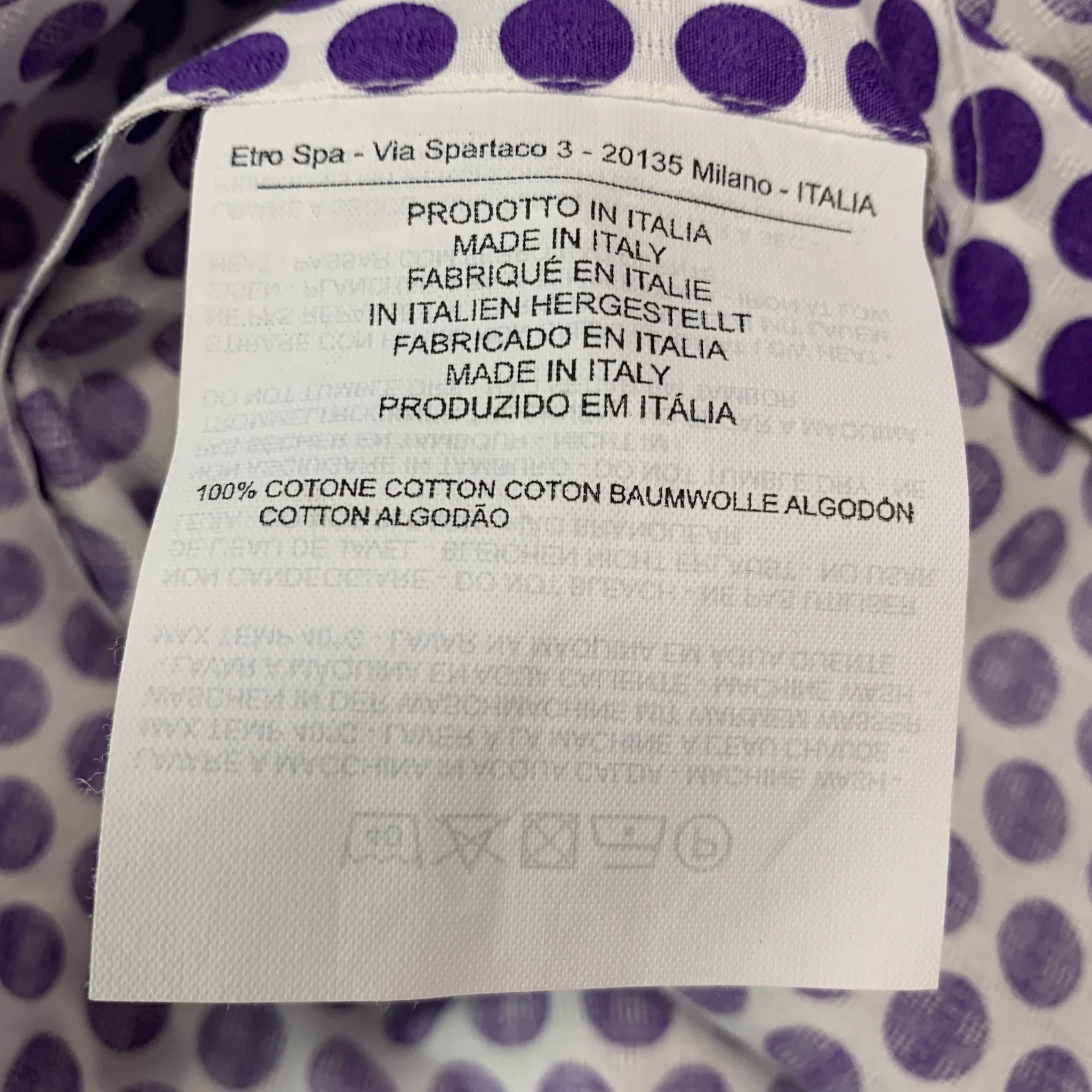 ETRO Size L Purple White Polka Dot Cotton Button Up Long Sleeve Shirt - Image 5