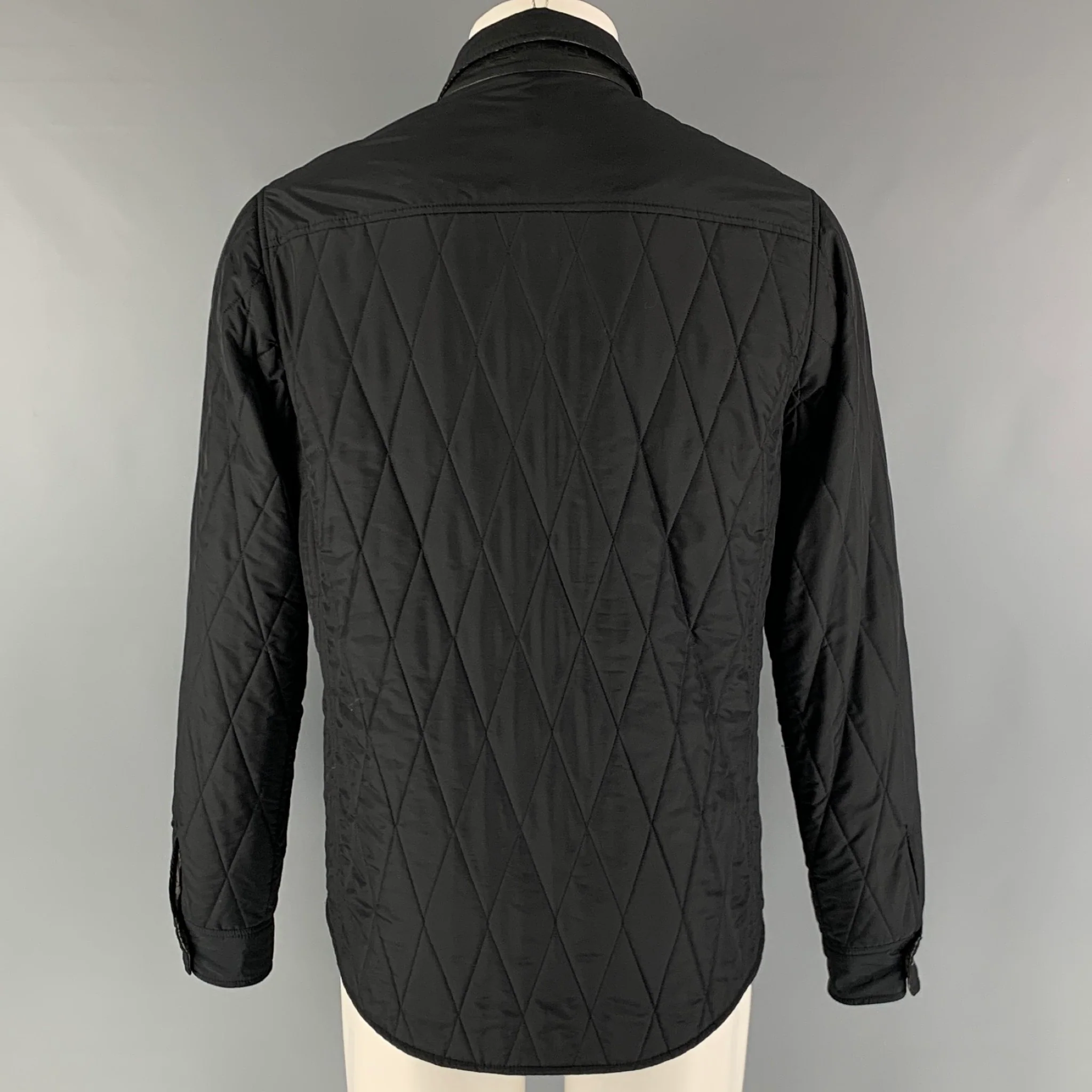 ETRO Size M Black Quilted Nylon Snaps Jacket - Image 3