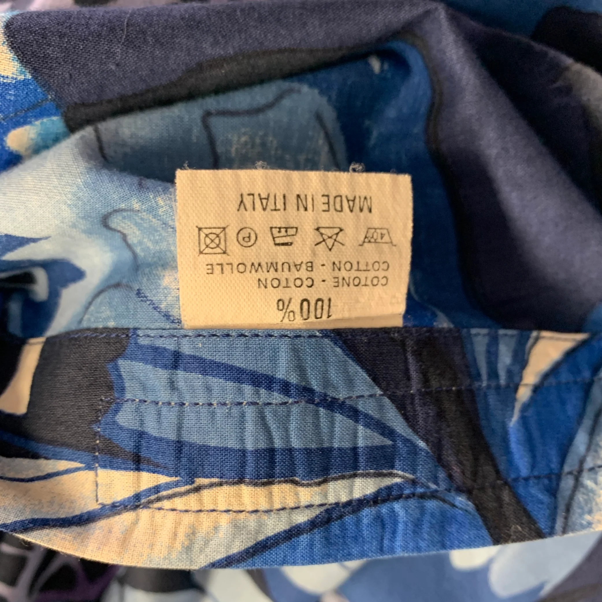ETRO Size M Blue White Butterfly Cotton Long Sleeve Shirt - Image 7