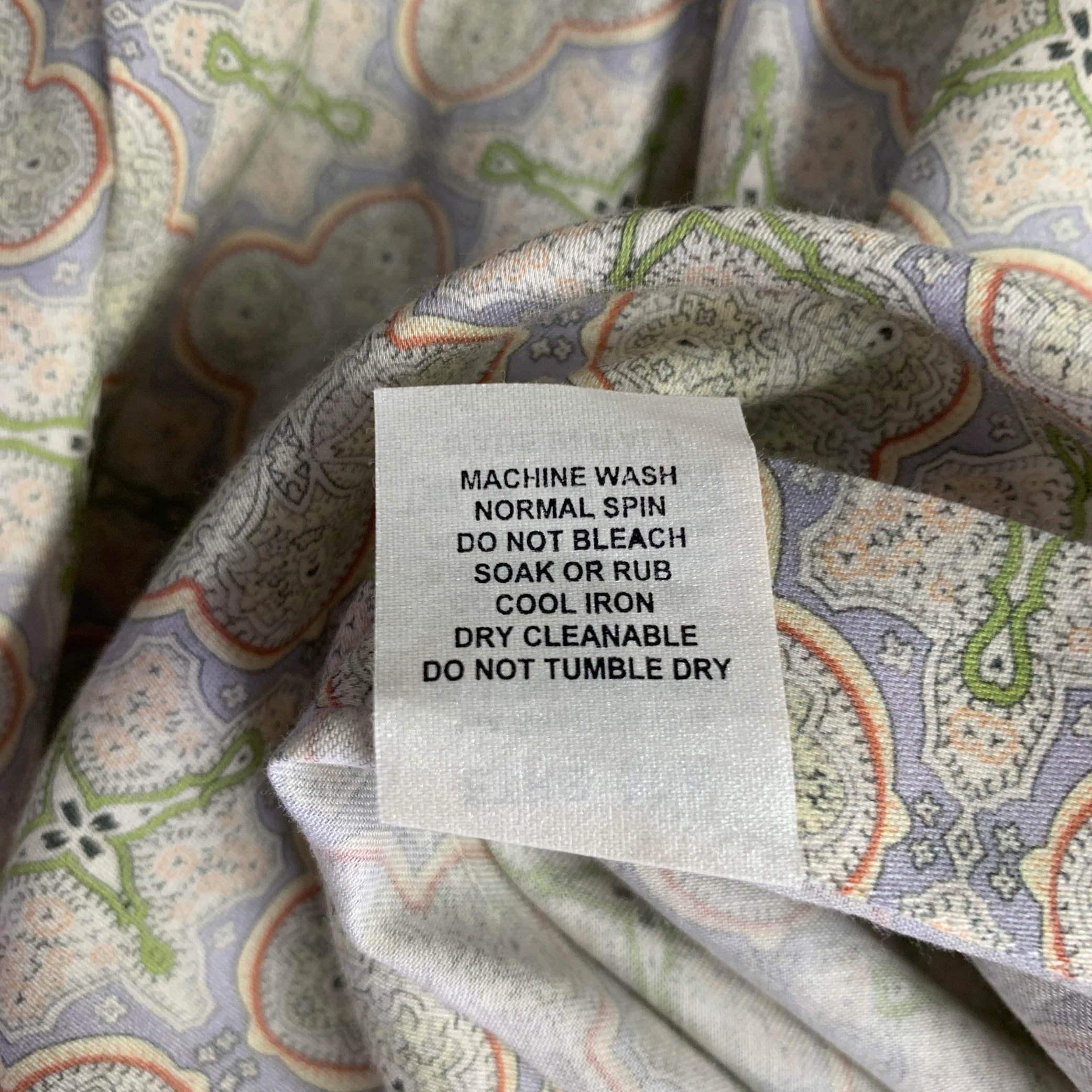 ETRO Size M Green Blue Print Cotton Button Up Long Sleeve Shirt - Image 6