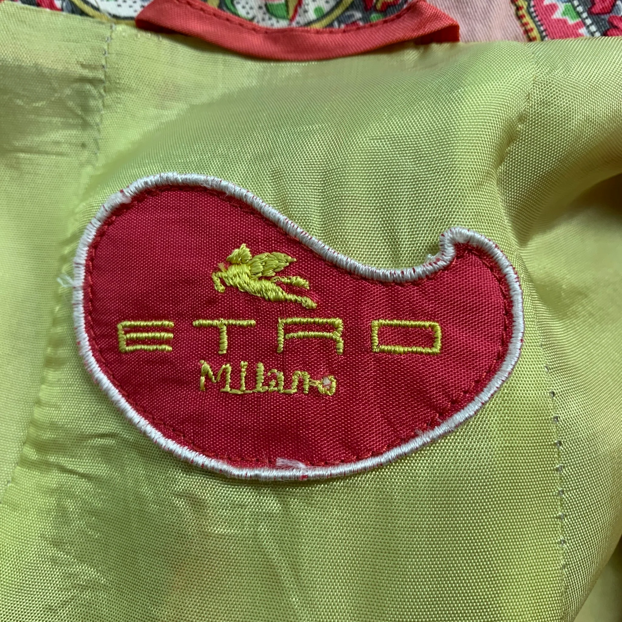 ETRO Size M Pink Red Cotton Elastane Paisley Blazer - Image 6