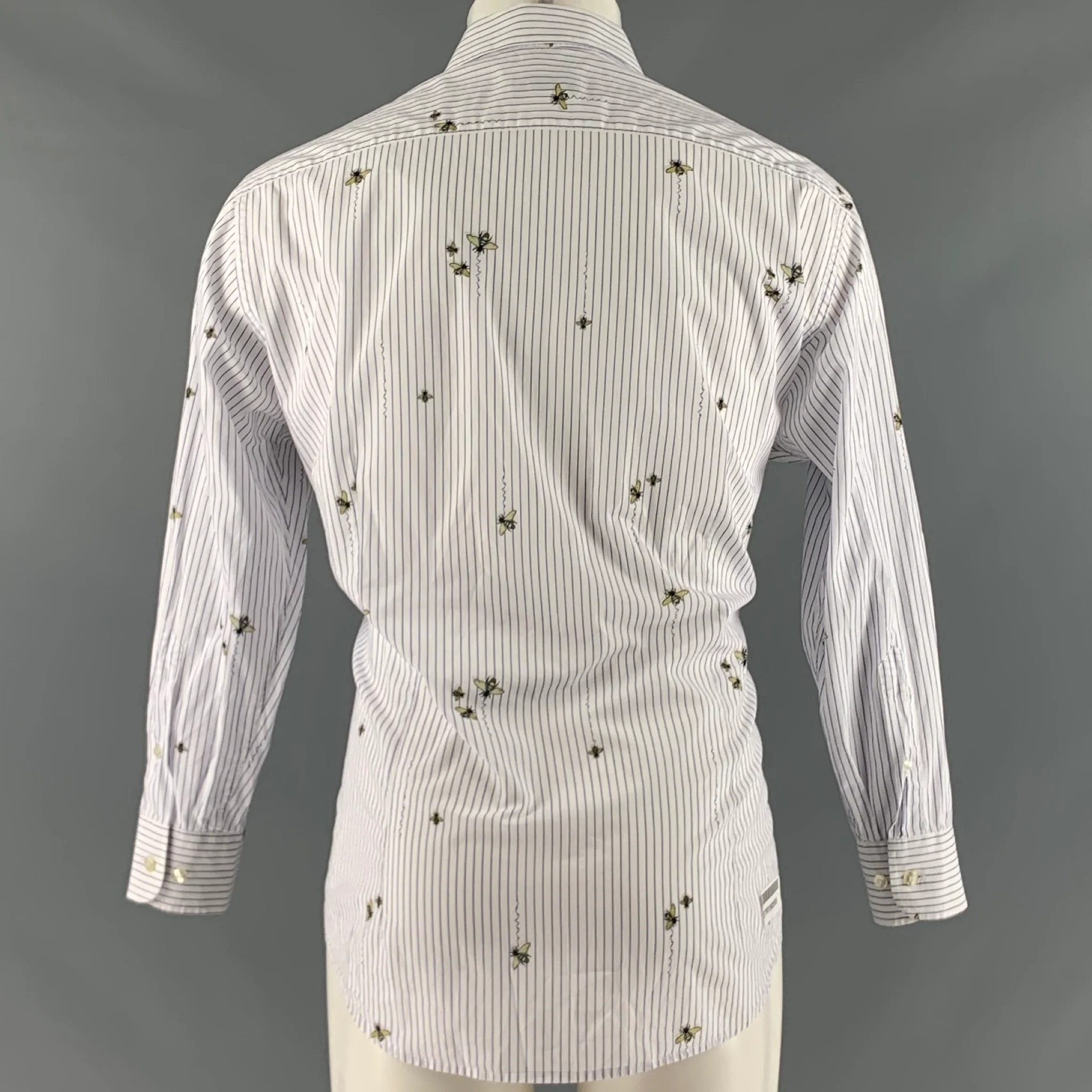 ETRO Size M White Purple Stripe Cotton Button Up Long Sleeve Shirt - Image 3