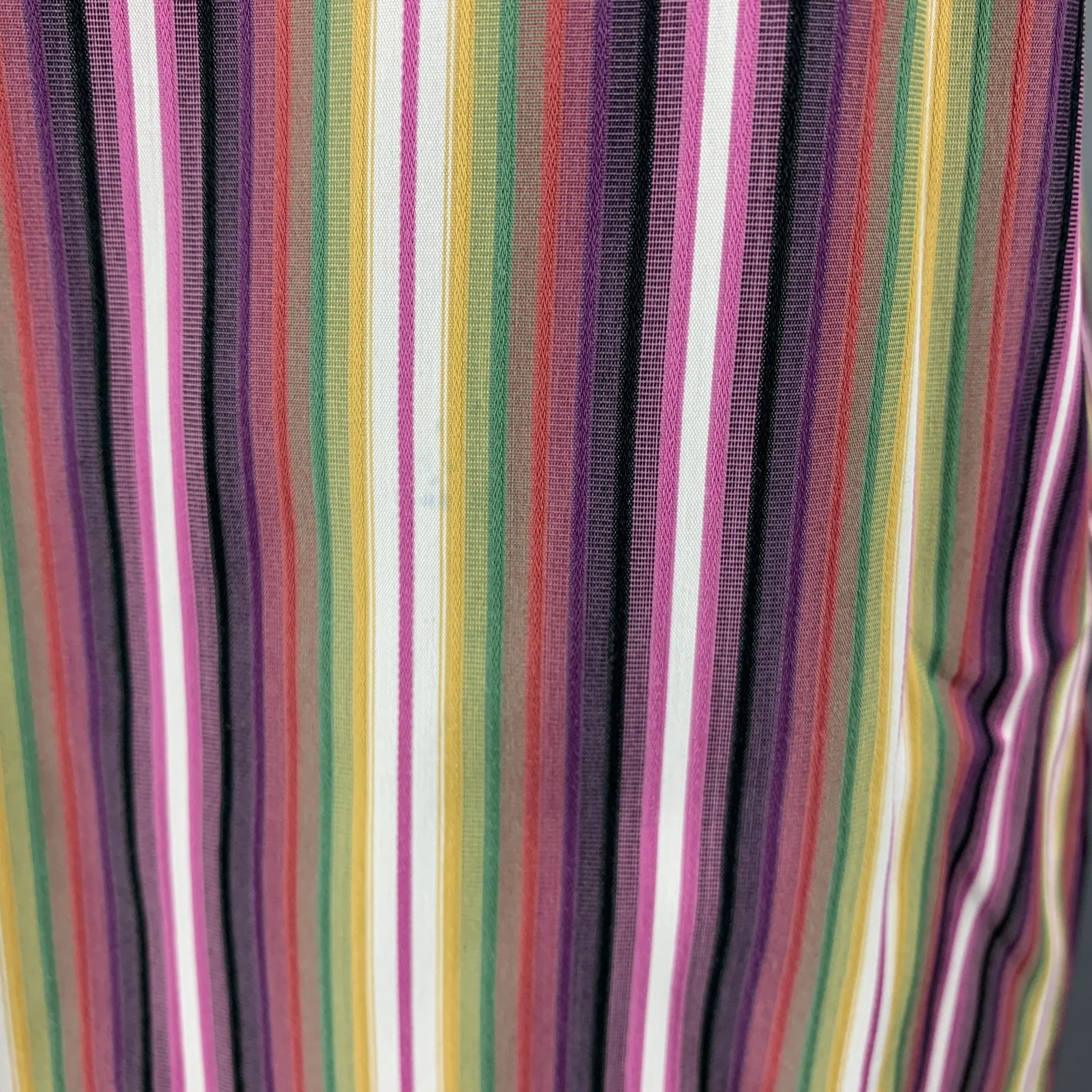 ETRO Size XL Purple Green Stripe Cotton Button Up Long Sleeve Shirt - Image 5