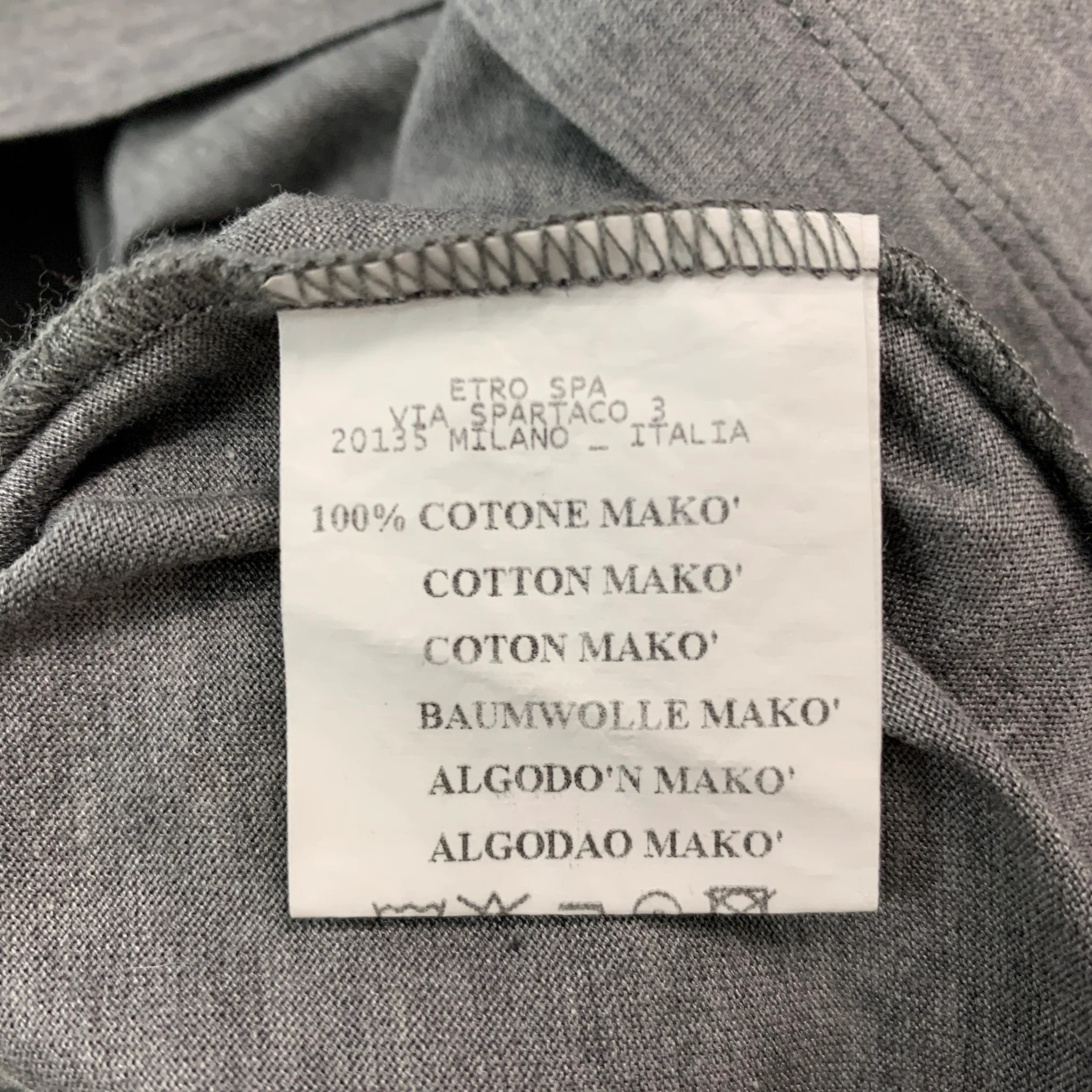 ETRO Size XXL Grey Navy White Cotton Polo Pullover - Image 6