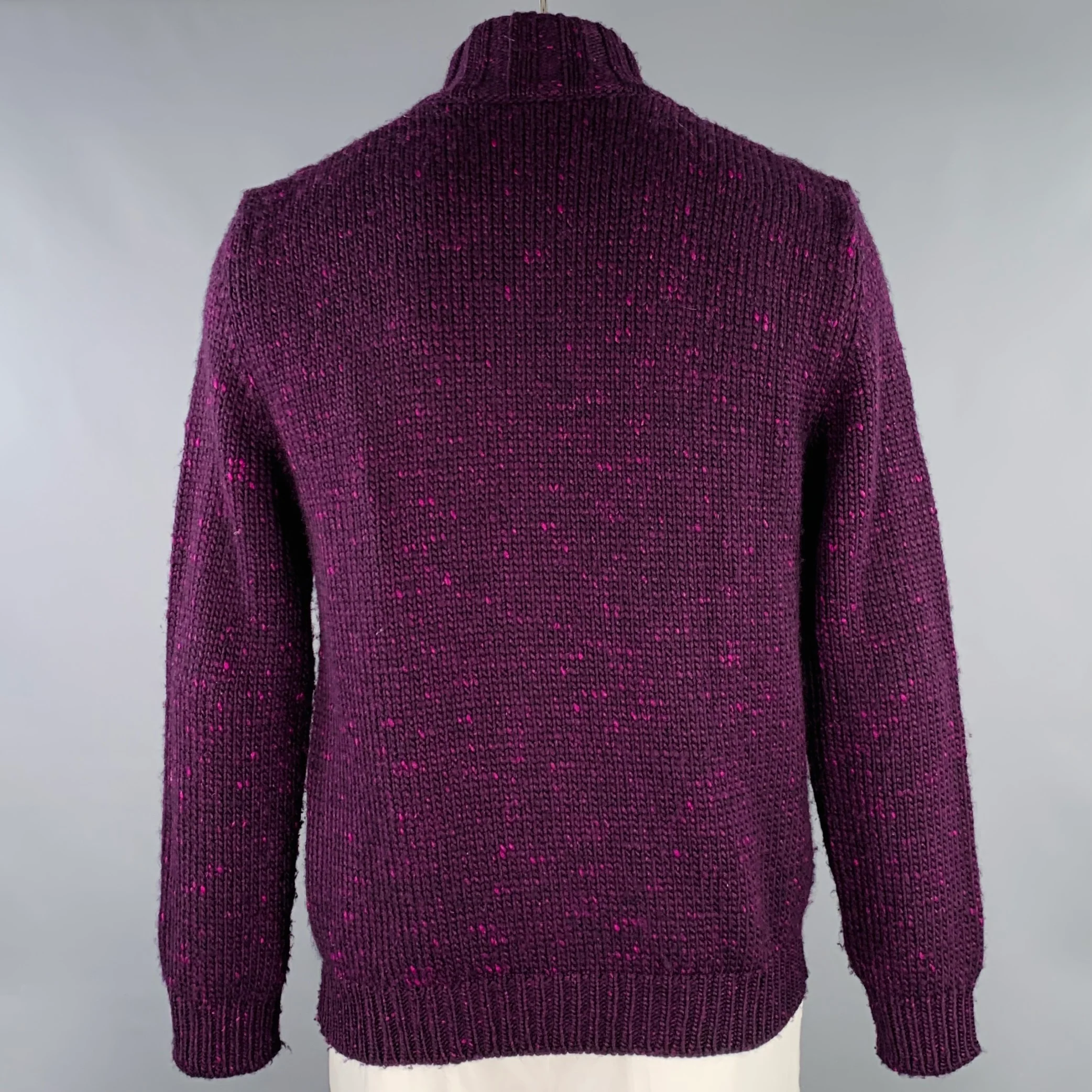 ETRO Size XXL Purple Fuchsia Cable Wool Button Up Sweater - Image 3