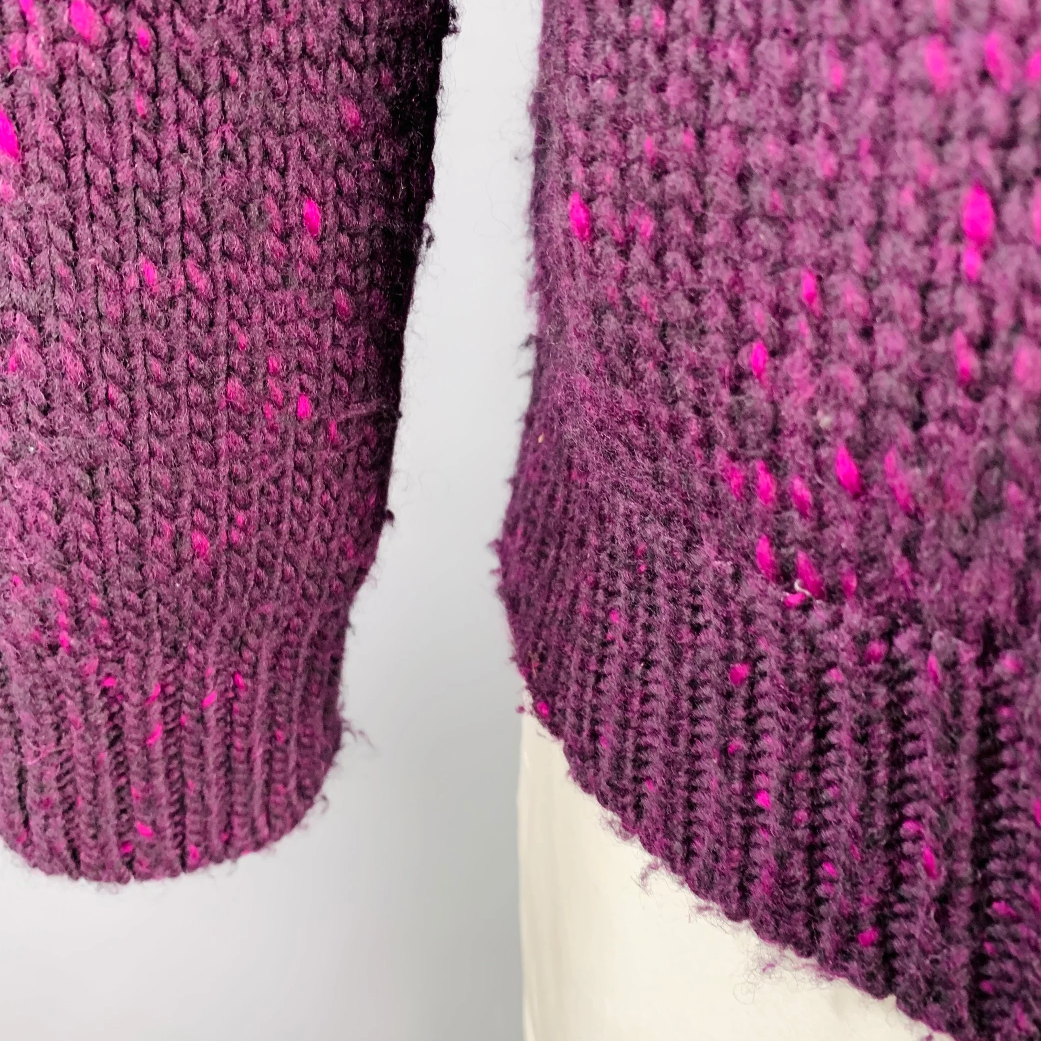 ETRO Size XXL Purple Fuchsia Cable Wool Button Up Sweater - Image 4