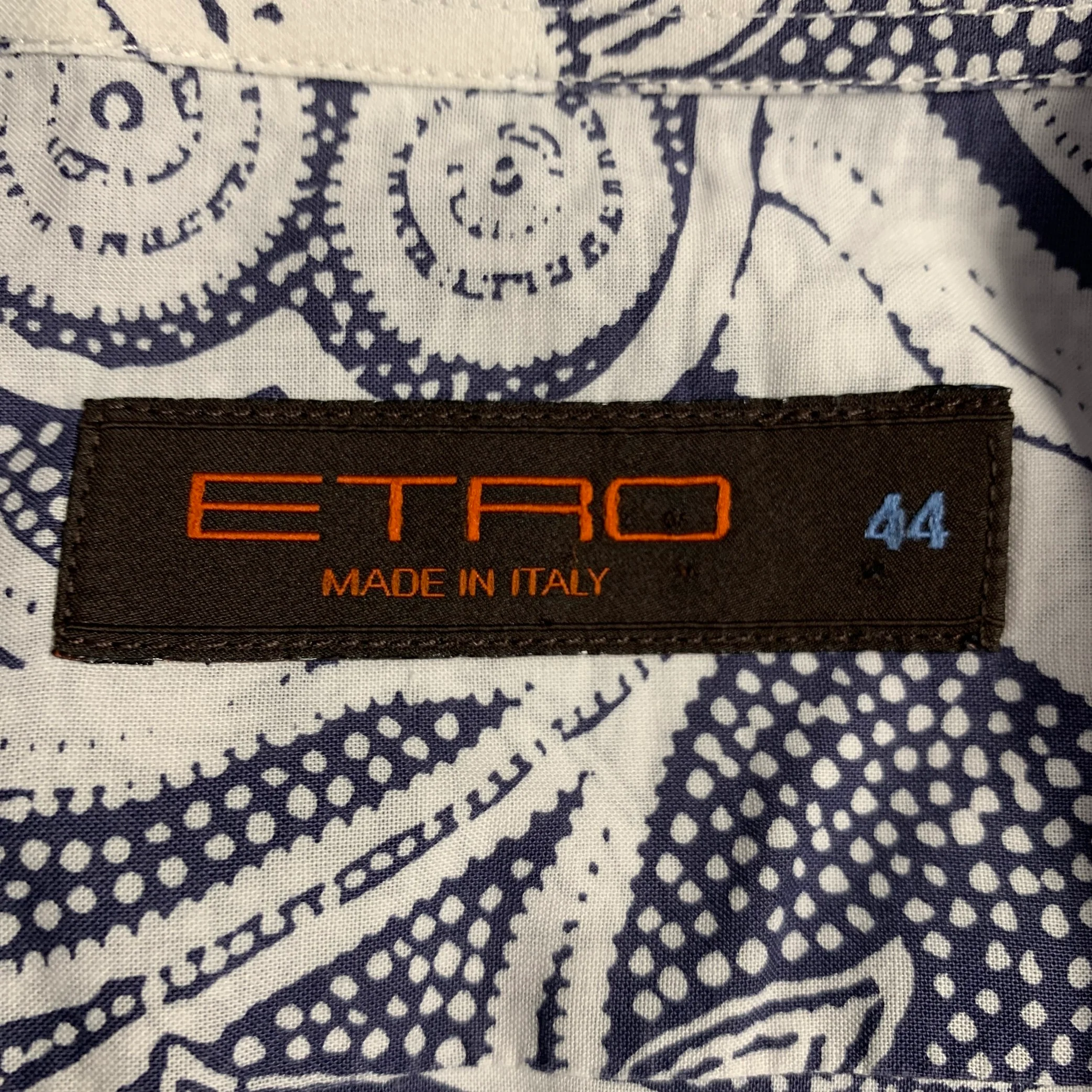 ETRO Size XXL White Slate Abstract Floral Cotton Long Sleeve Shirt - Image 4