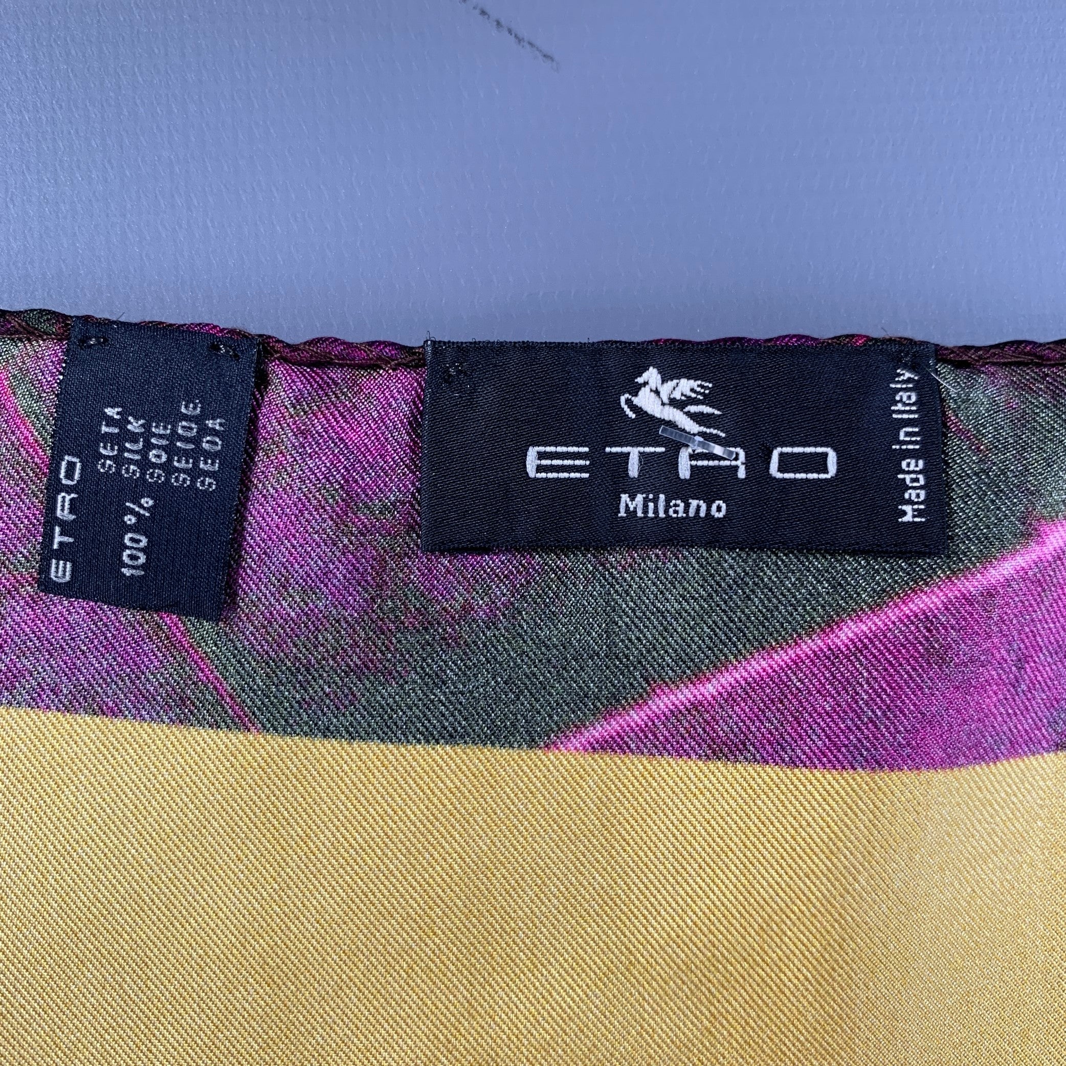 ETRO Yellow Purple Silk Pocket Square - Image 5