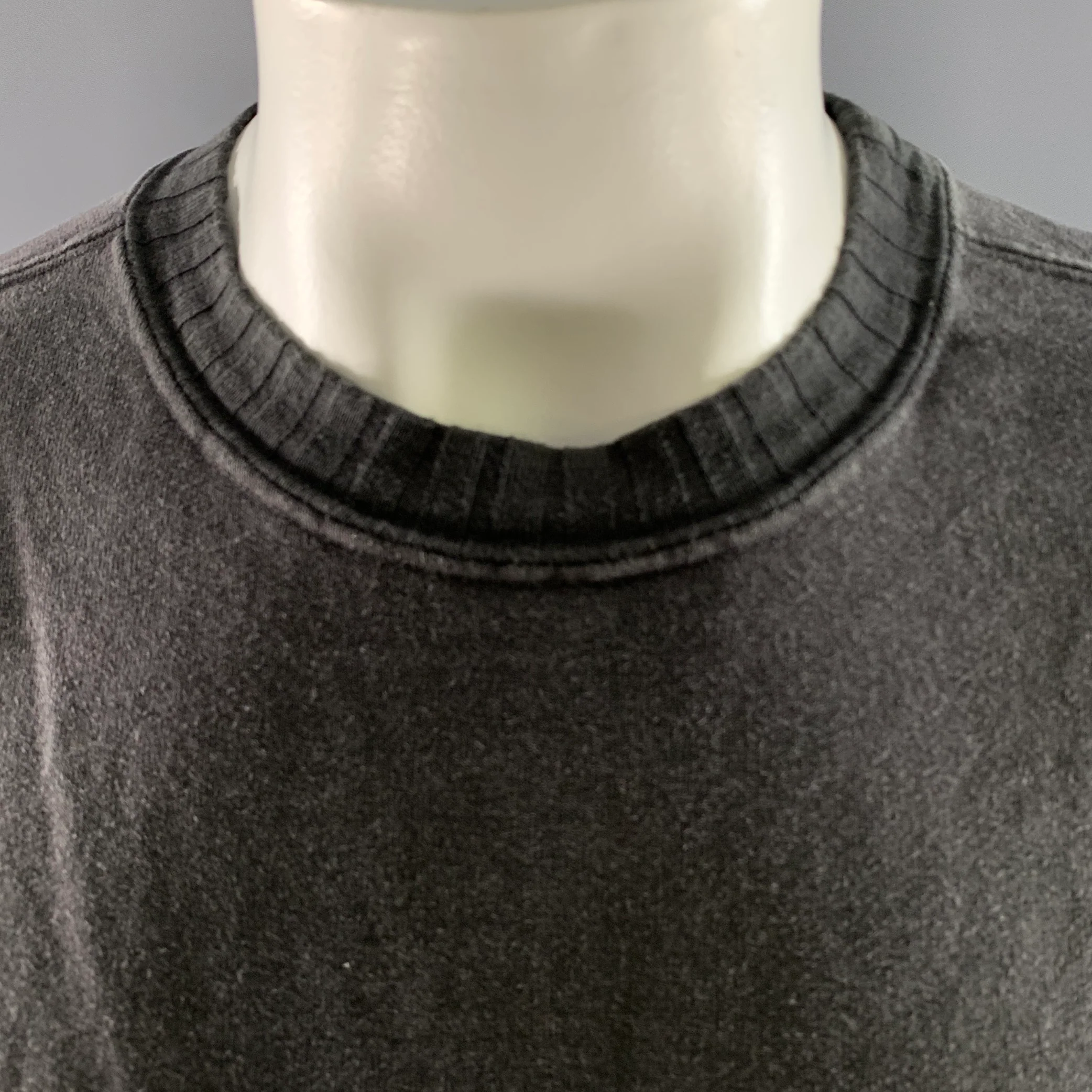 EVAN KINORI Size S Grey Washed Ribbed Sweatshirt - Image 2