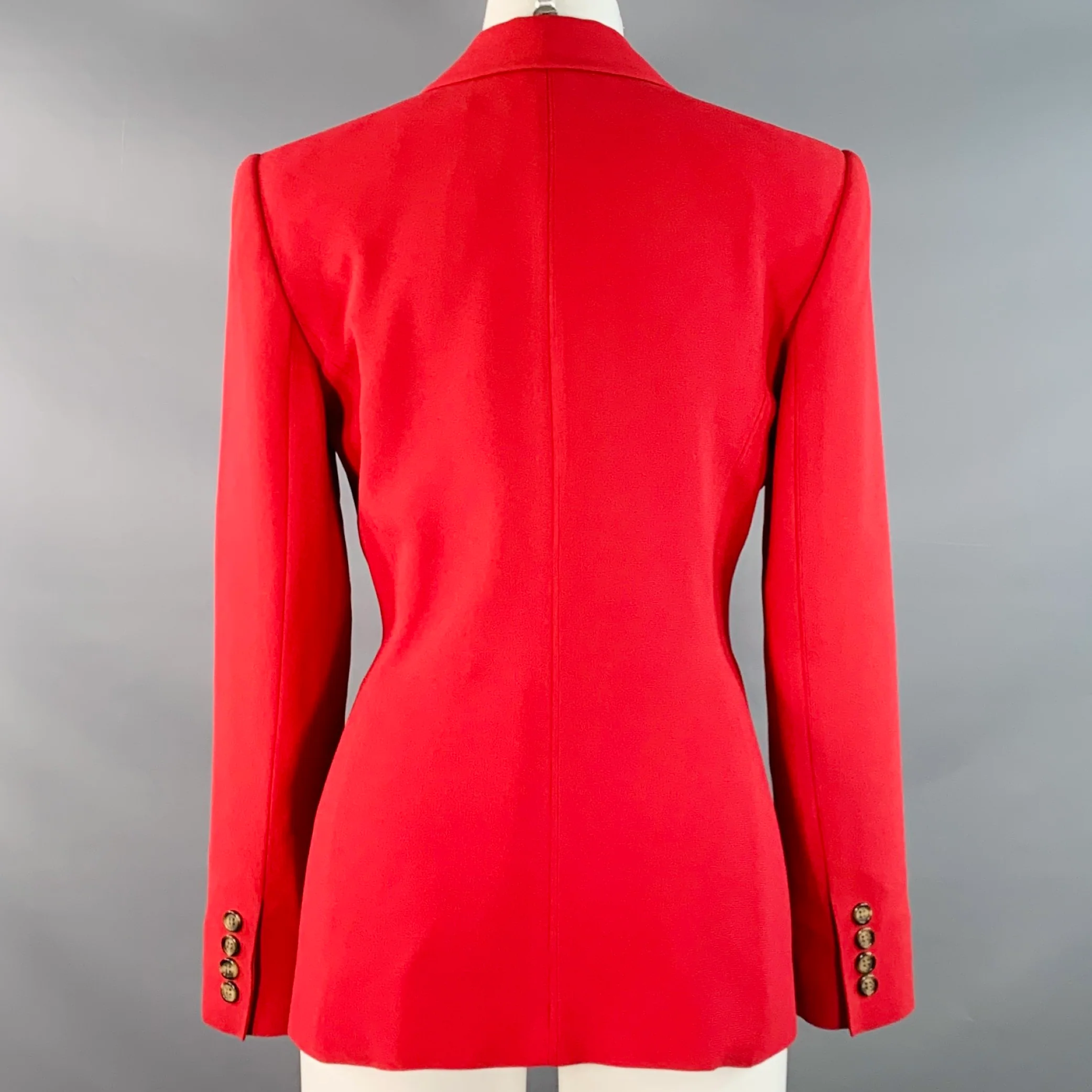EVAN PICONE Size 6 Red Triacetate Blend Peak Lapel Jacket Blazer - Image 4