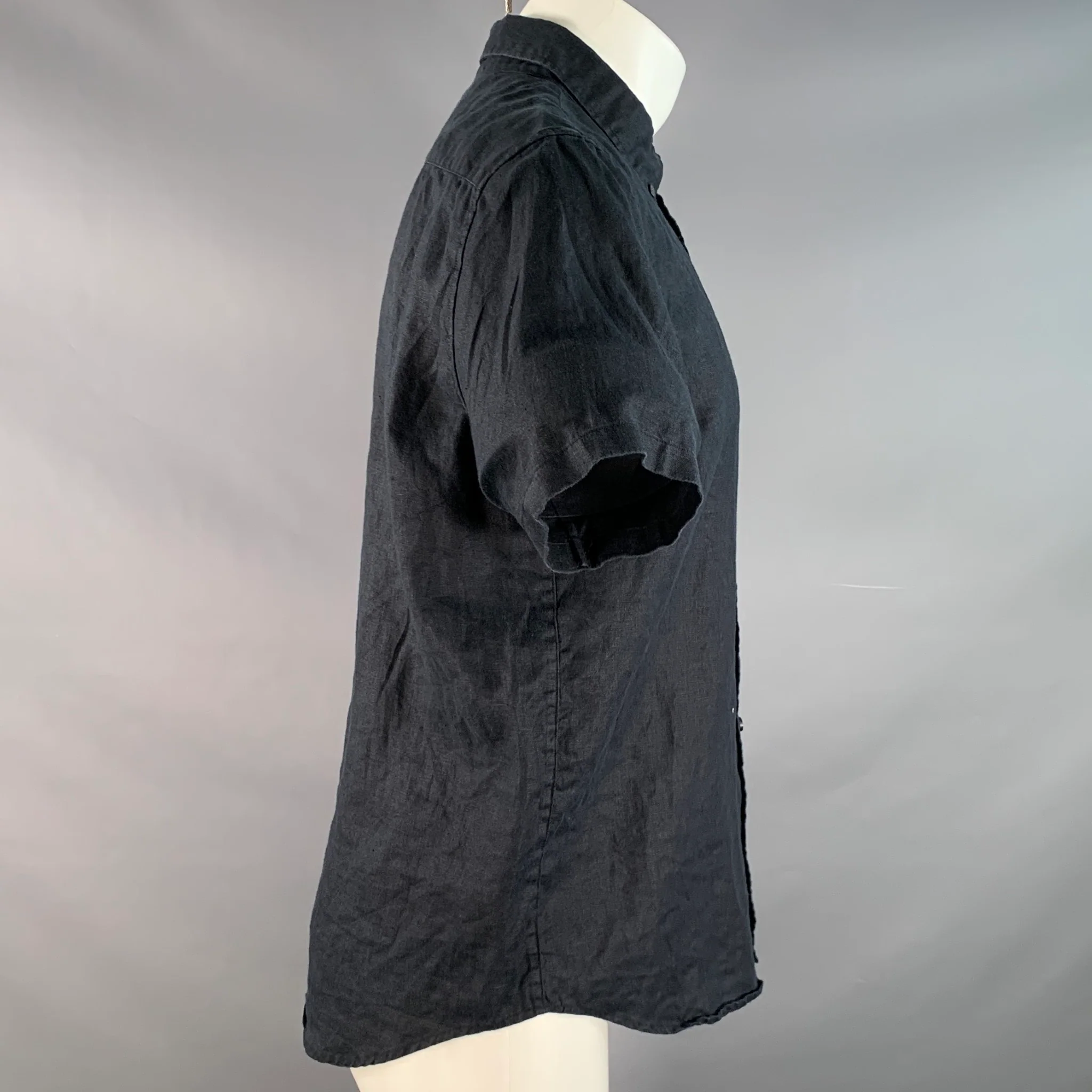 EVERLANE Size M Black Linen One pocket Short Sleeve Shirt - Image 2