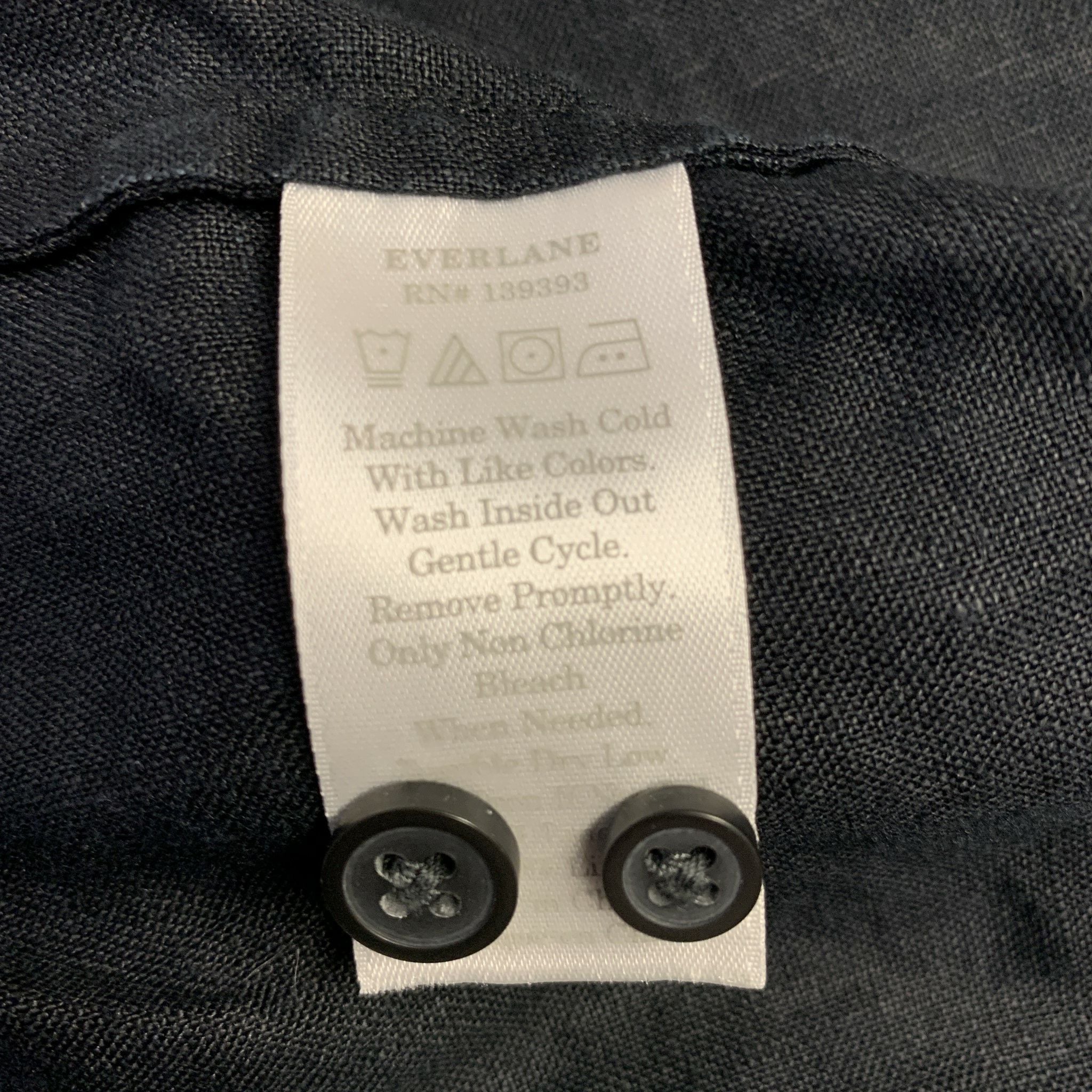 EVERLANE Size M Black Linen One pocket Short Sleeve Shirt - Image 5